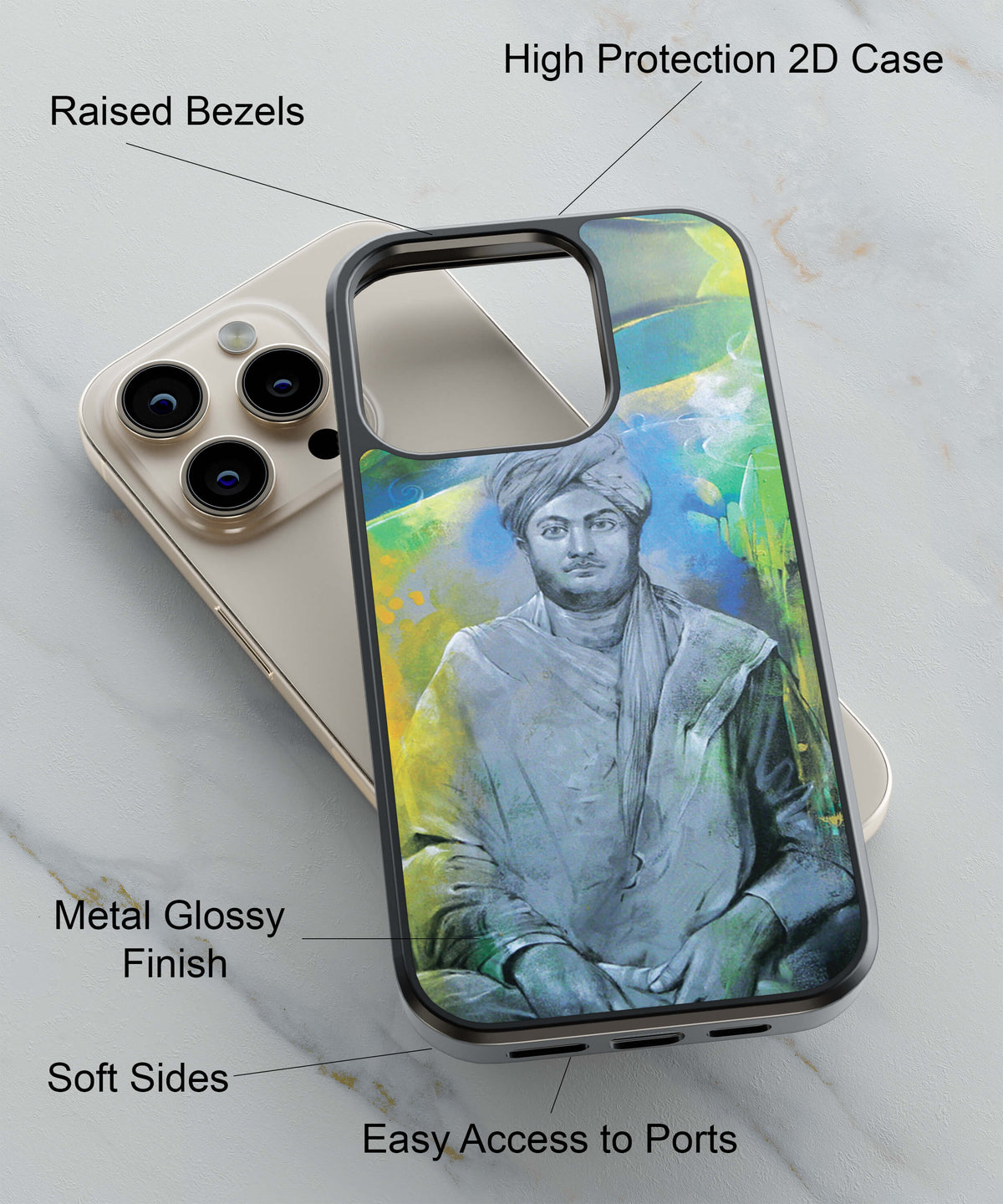 Swami Vivekananda Back Cover for 2D Hybrid TPU And Metal CasePS0001Hybrid Metal TPU-Image 2