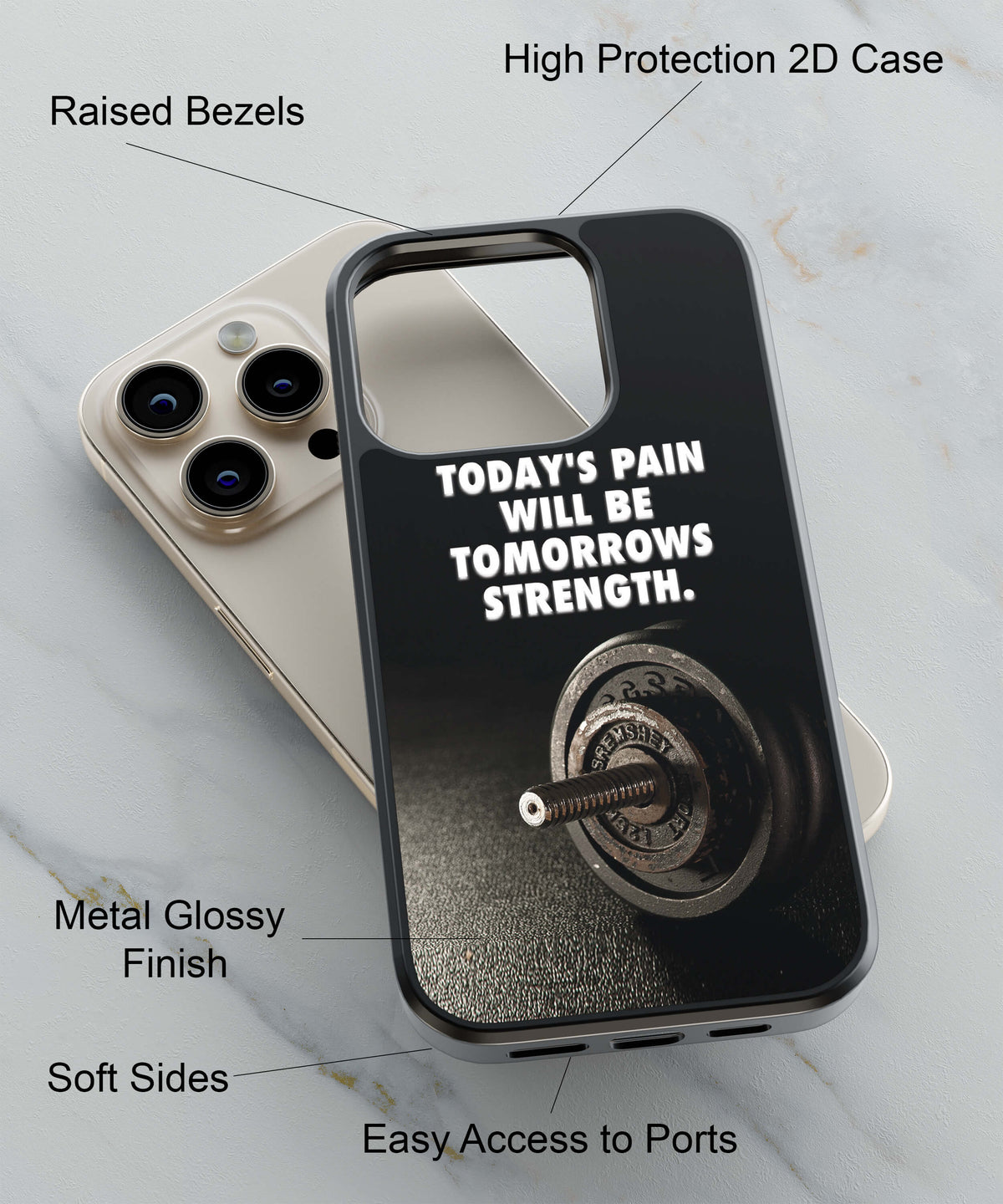 Today's Pain Tomorrow's Strength Back Cover for 2D Hybrid TPU And Metal CaseN0281Hybrid Metal TPU-Image 2