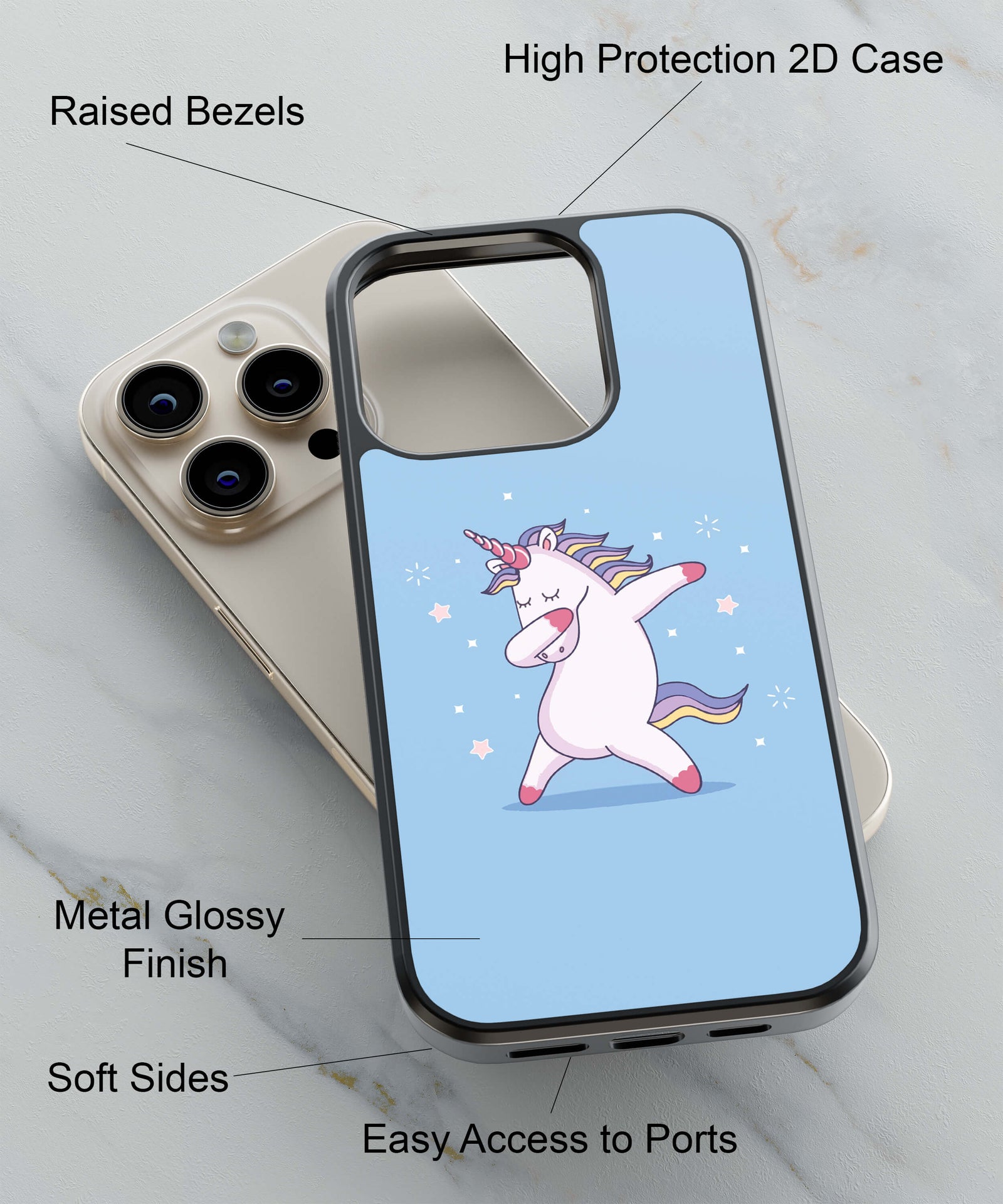 Unicorn Swag Back Cover for 2D Hybrid TPU And Metal CaseAA1019Hybrid Metal TPU-Image 2