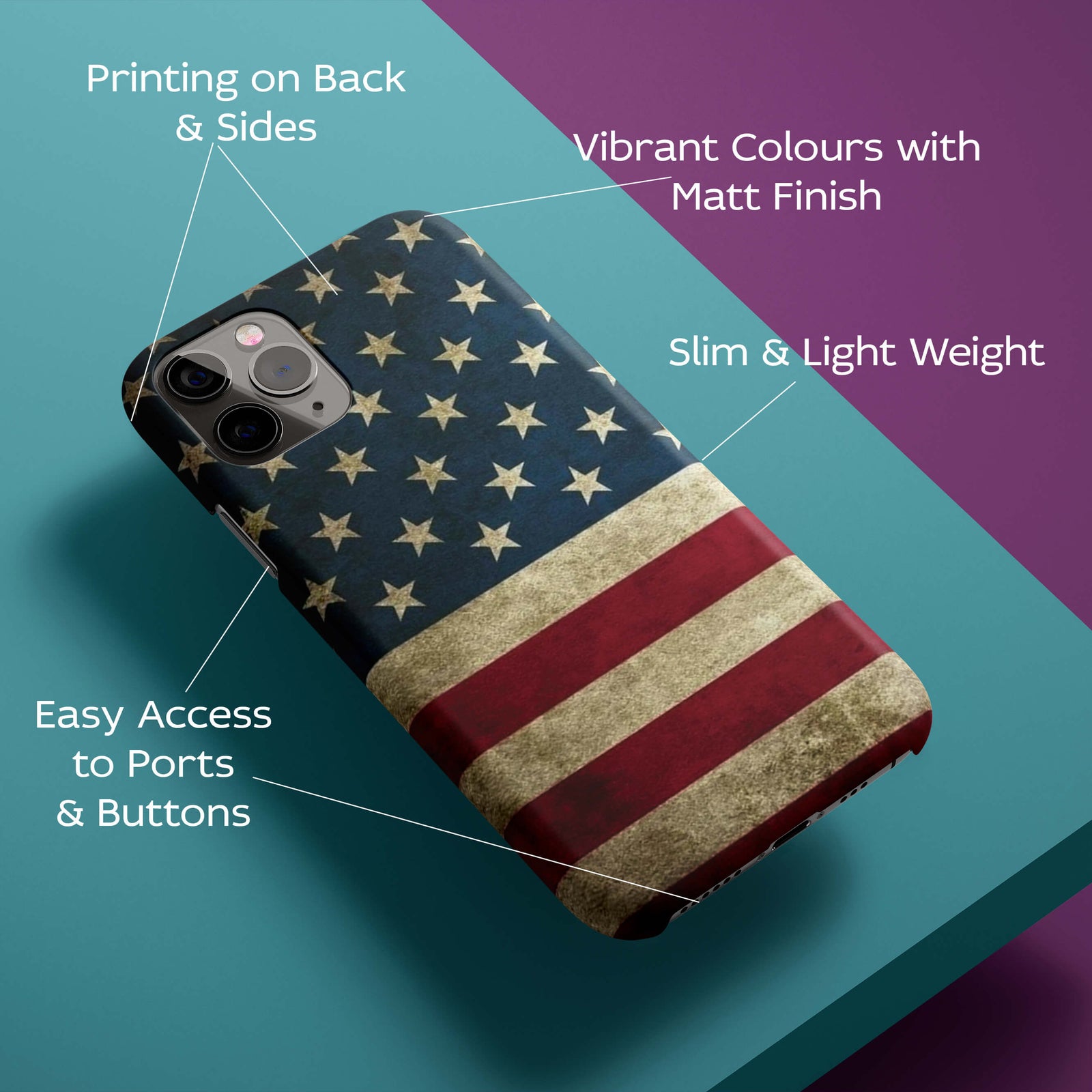 US Flag Theme Back Cover for HardPlasticD2083Hard Plastic