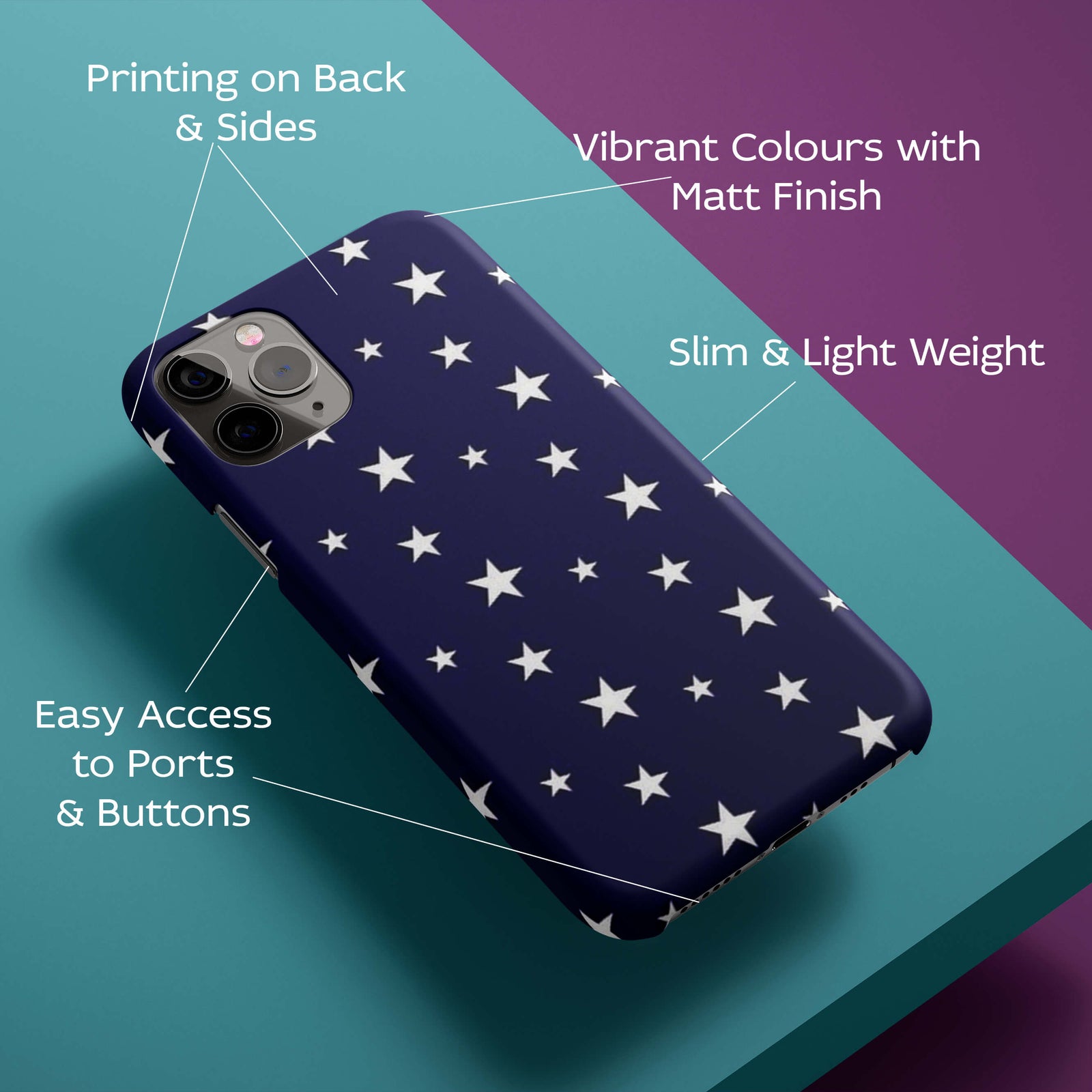 White Stars On A Blue Background Galaxy Pattern Back Cover for HardPlasticBT0015Hard Plastic