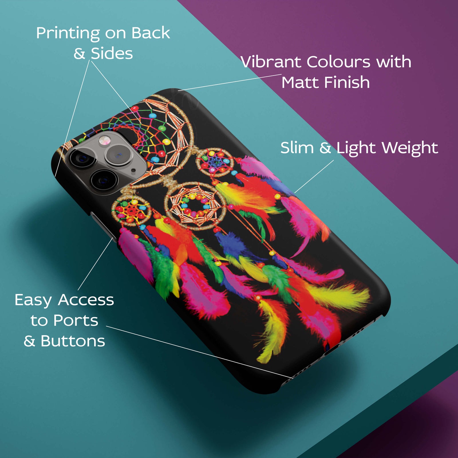 Windchime Of Multicoloured Beads And Feathers Back Cover for HardPlasticBT0065Hard Plastic-Image 2