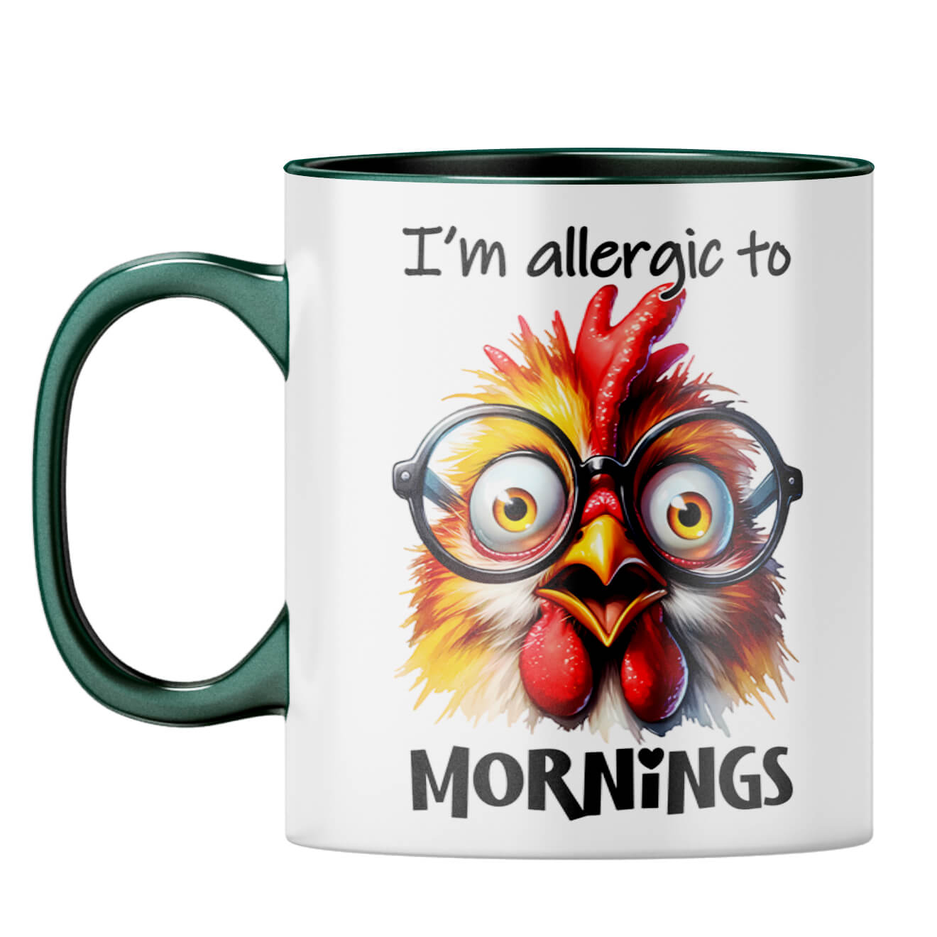 Allergic to Mornings Coffee Mug Dark Green