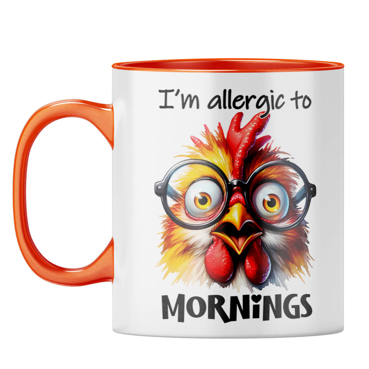 Allergic to Mornings Coffee Mug Orange