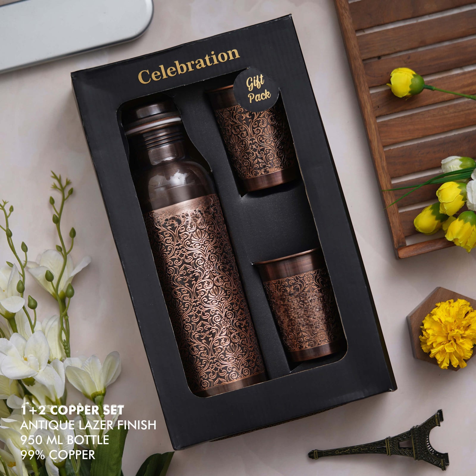 Antique Laser Finish Copper Gift Set - Perfect for Vintage Charm