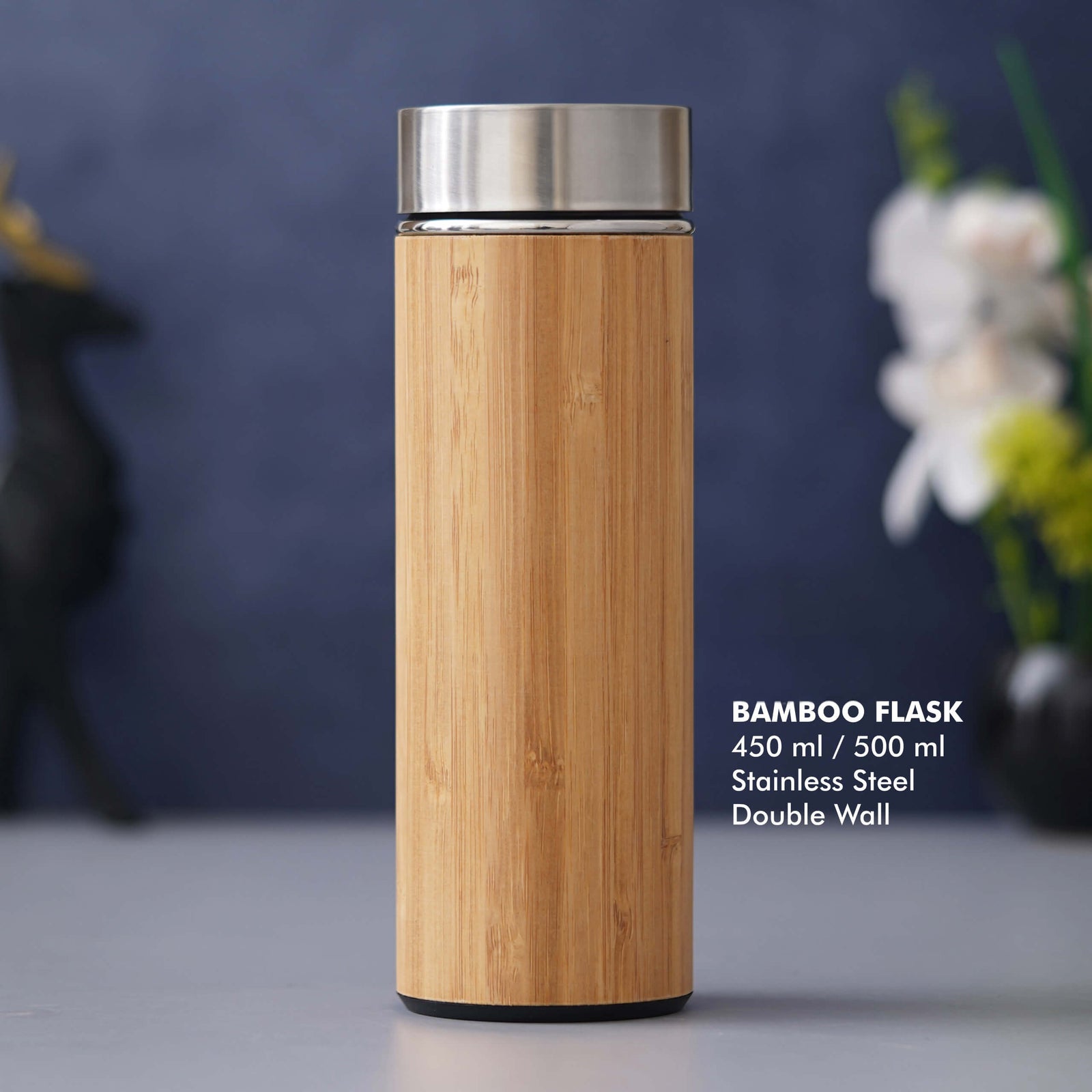 Bamboo Stainless Steel Flask - Ideal for Travel