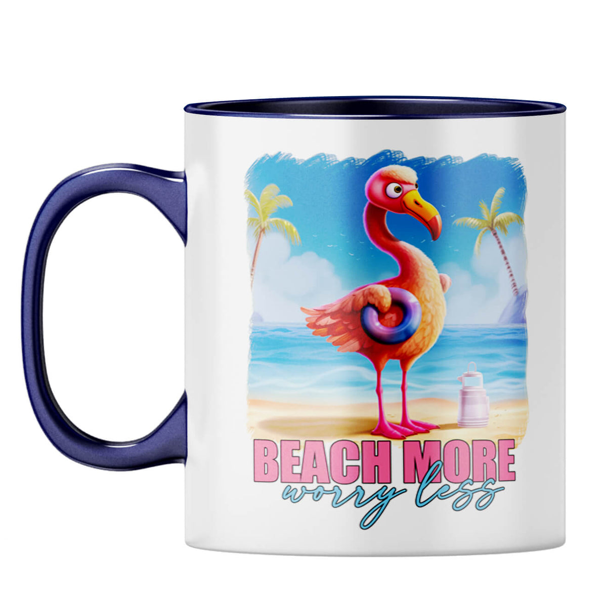 Beach More Worry Less Coffee Mug Dark Blue