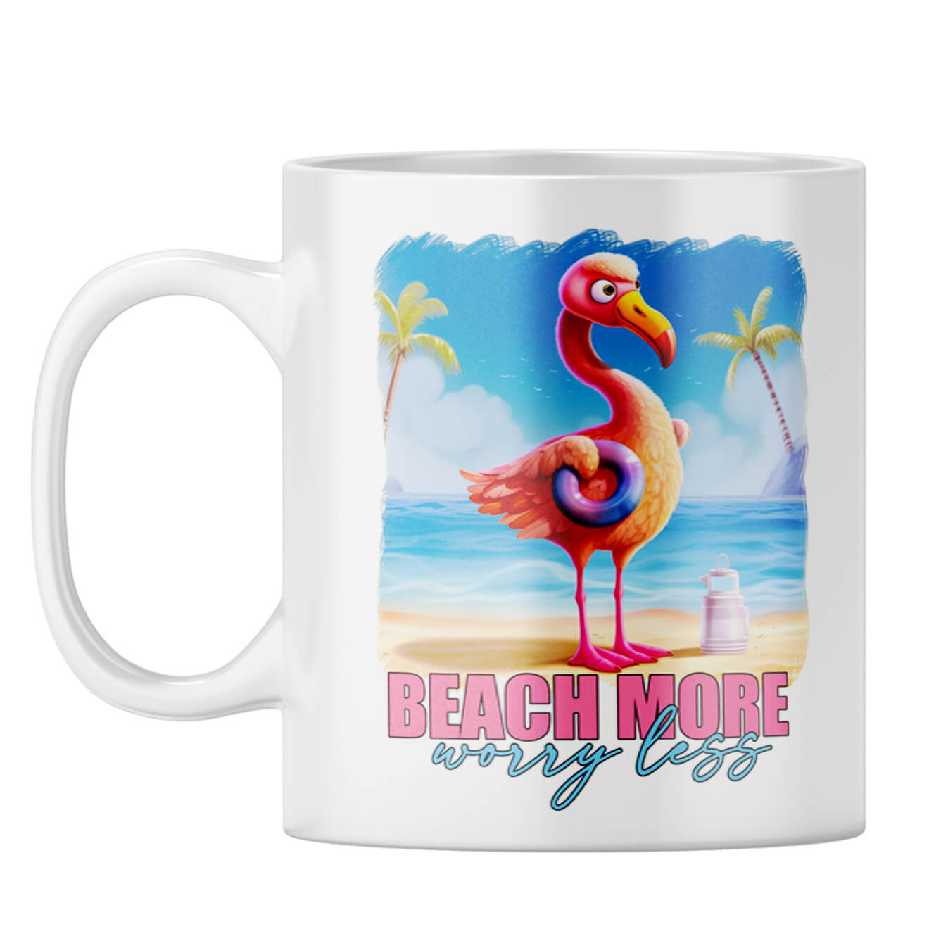 Beach More Worry Less Coffee Mug White