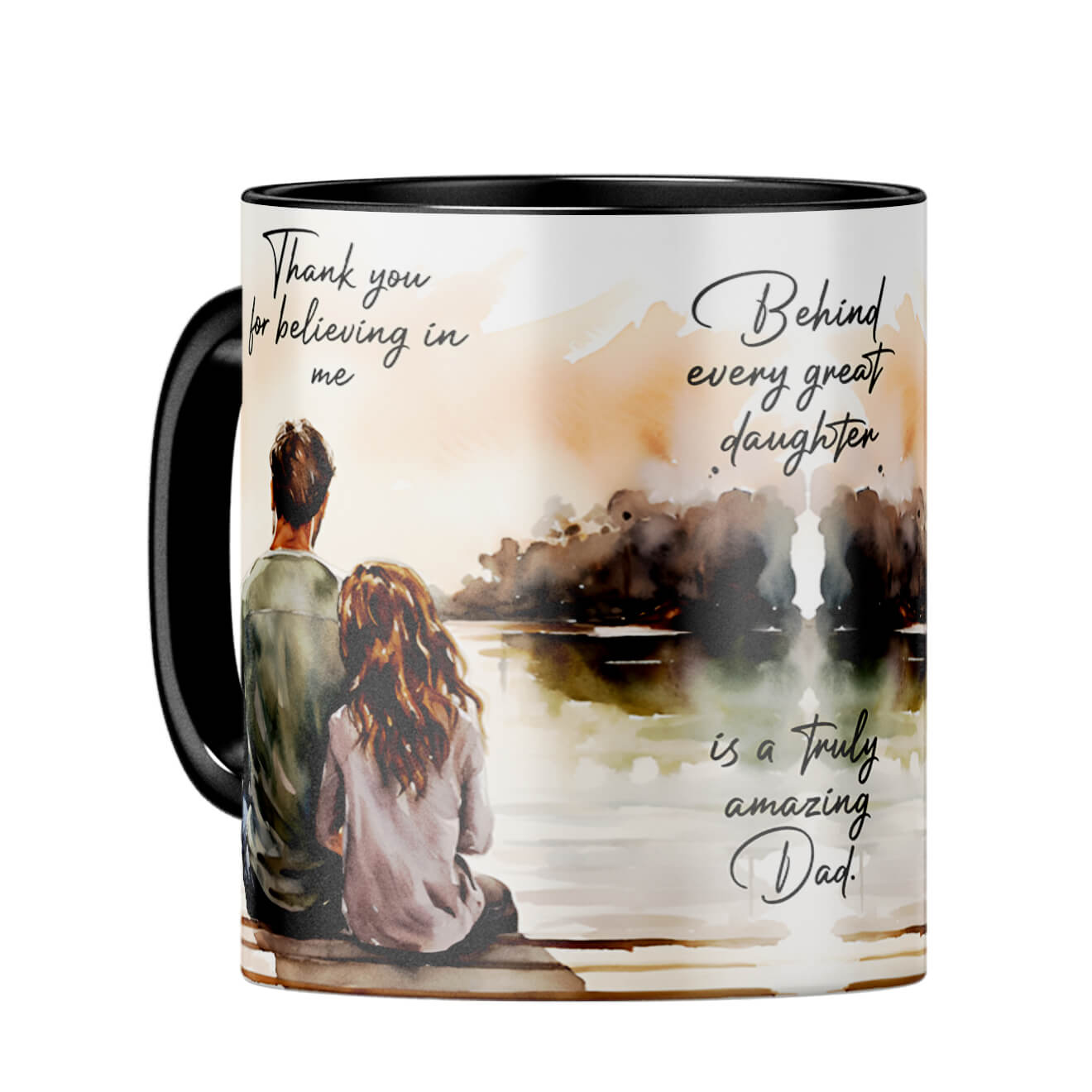 Behind Every Great Daughter Is Amazing Dad Coffee Mug Black
