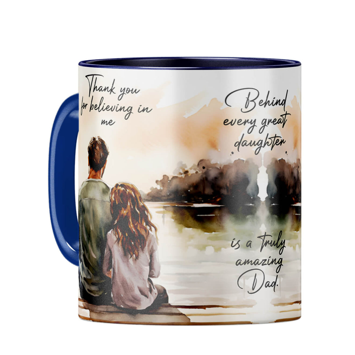 Behind Every Great Daughter Is Amazing Dad Coffee Mug Dark Blue
