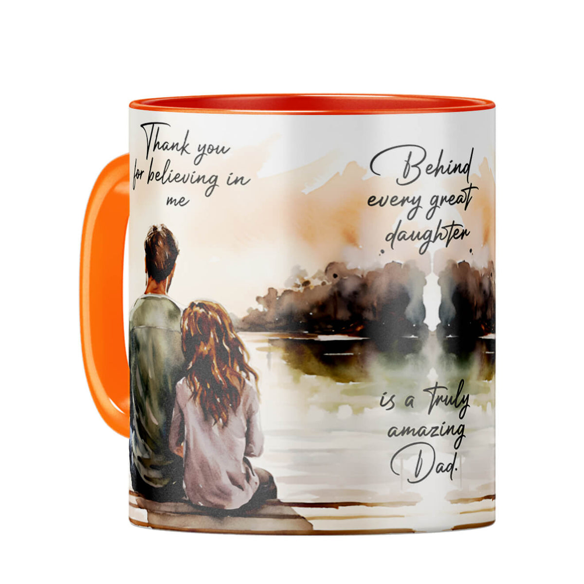 Behind Every Great Daughter Is Amazing Dad Coffee Mug Orange