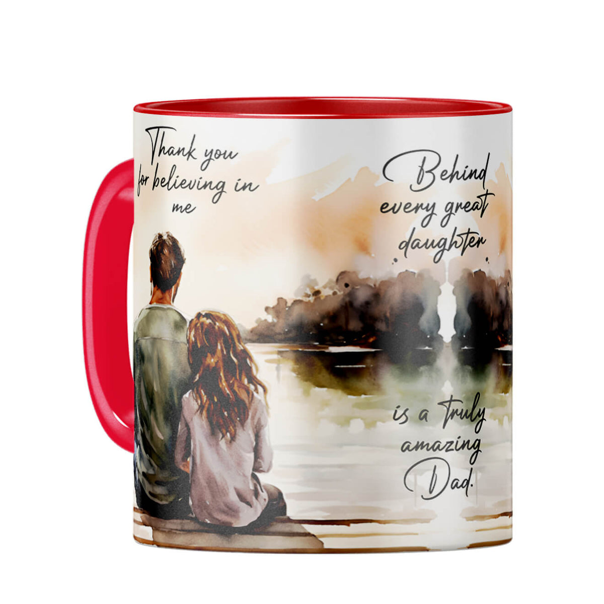 Behind Every Great Daughter Is Amazing Dad Coffee Mug Red
