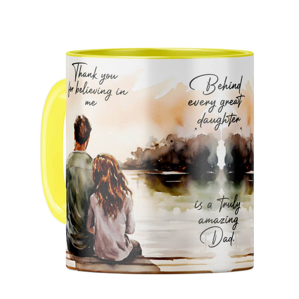 Behind Every Great Daughter Is Amazing Dad Coffee Mug Yellow