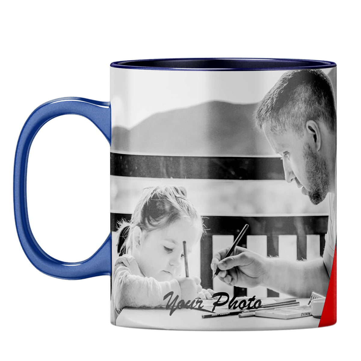 Best Dad Ever Collage Coffee Mug Dark Blue