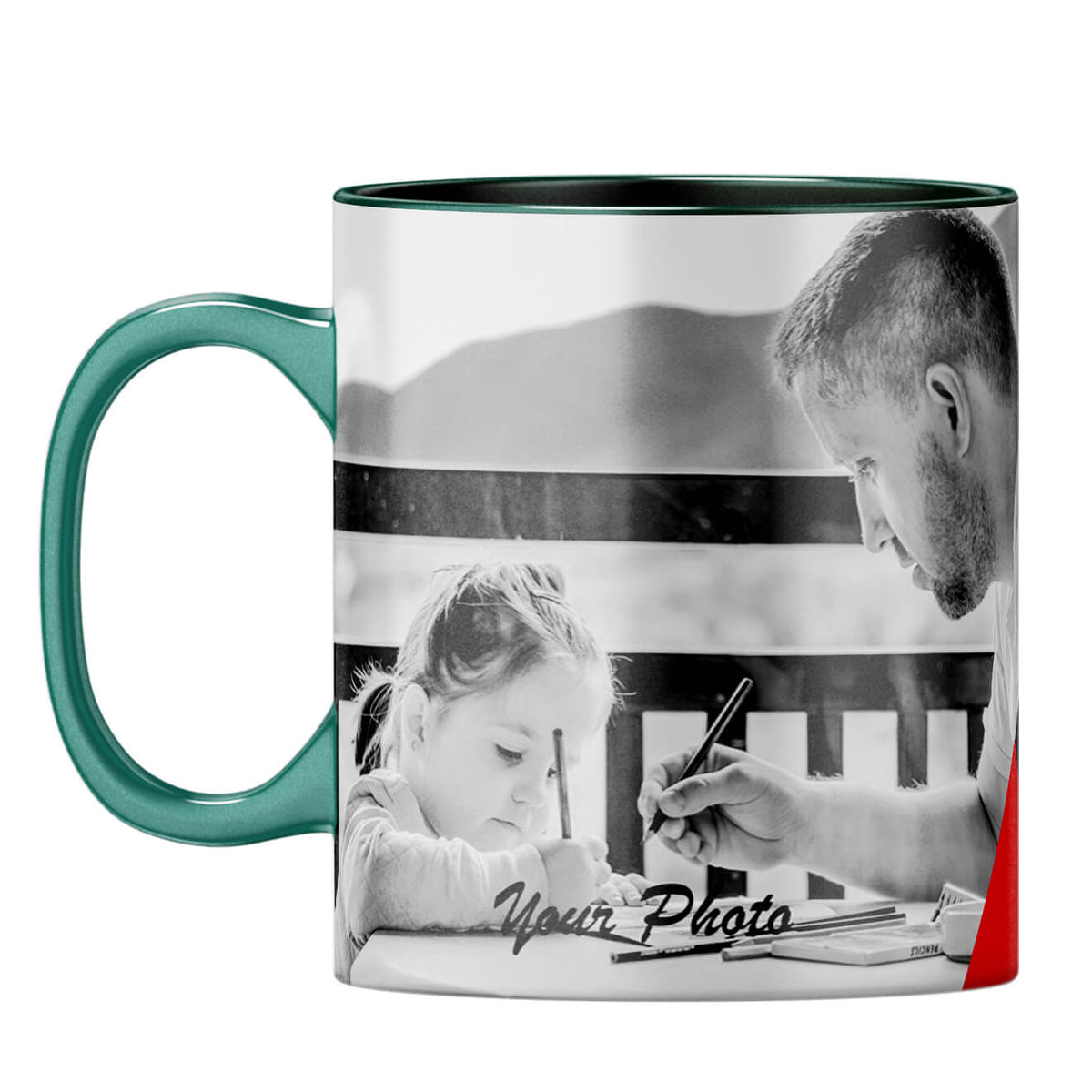 Best Dad Ever Collage Coffee Mug Dark Green