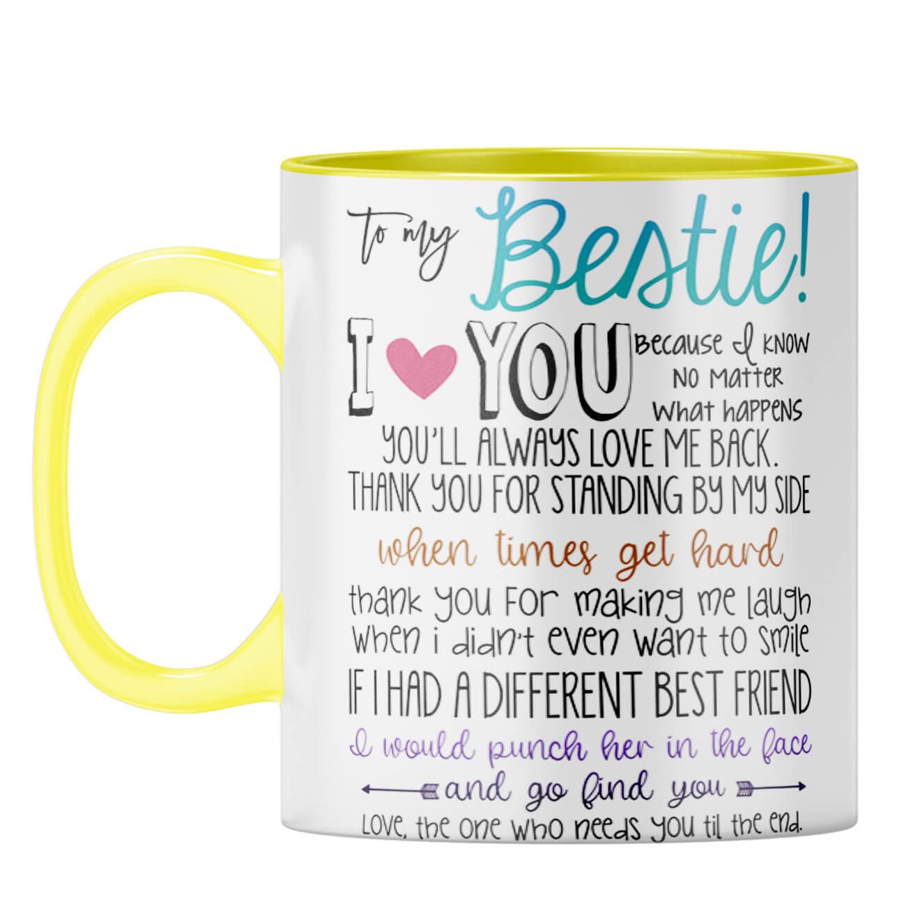 Bestie I Love You Coffee Mug Yellow