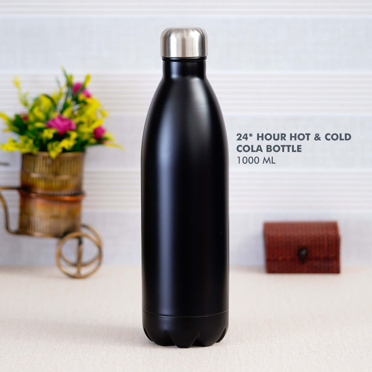 Black Stainless Steel Cola Bottle - Perfect for On-the-Go Hydration