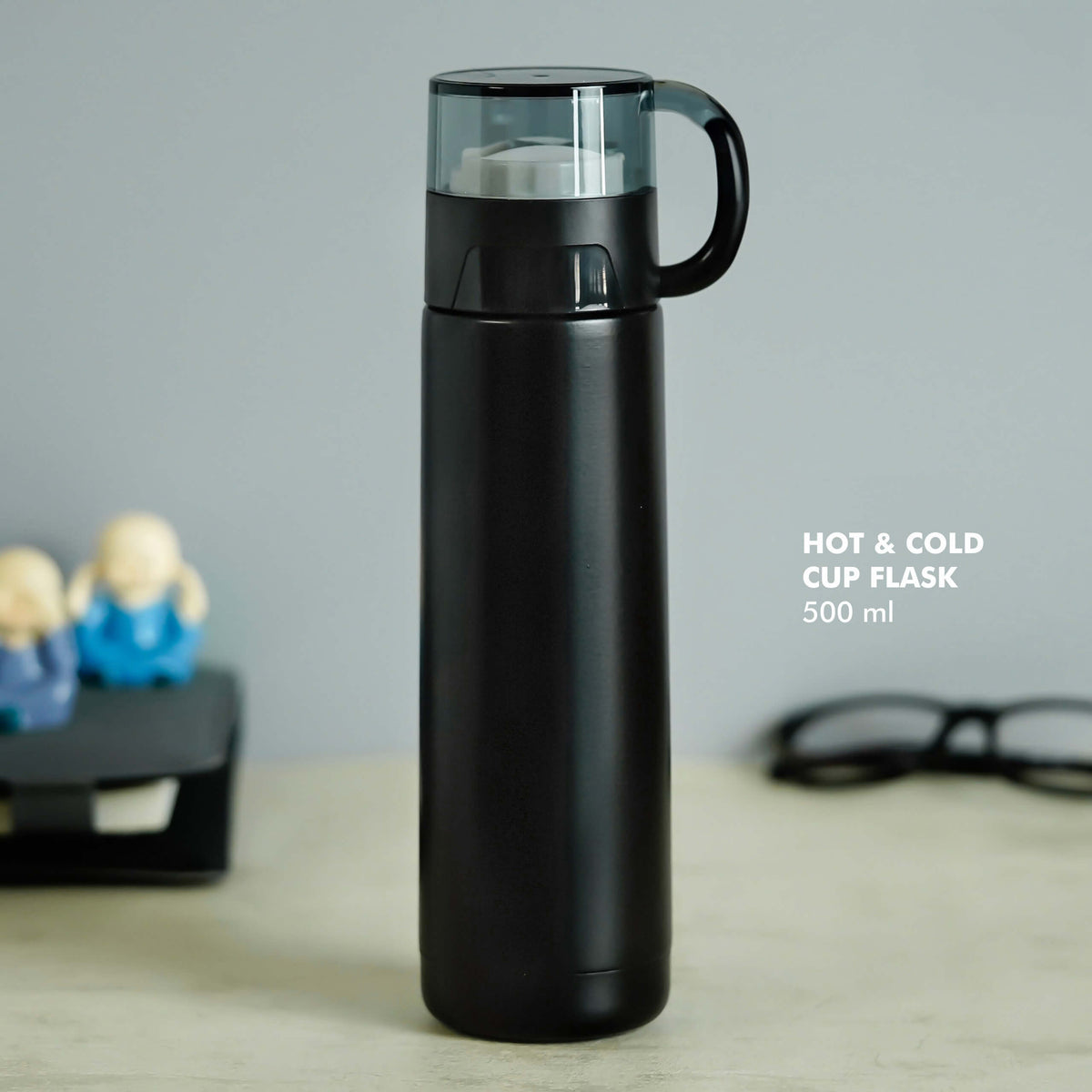 Black Stainless Steel Flask - Ideal for Travel