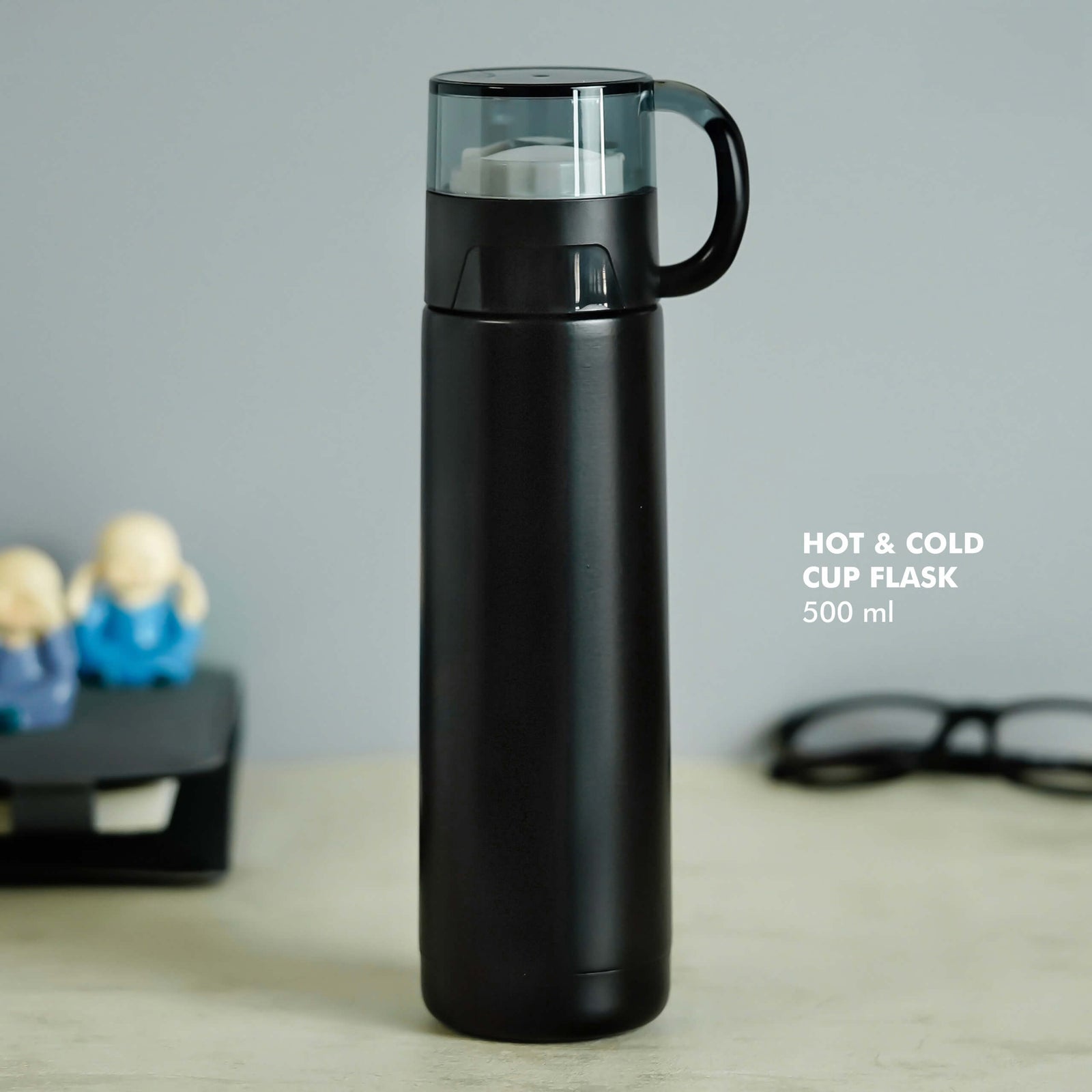 Black Stainless Steel Flask - Ideal for Travel