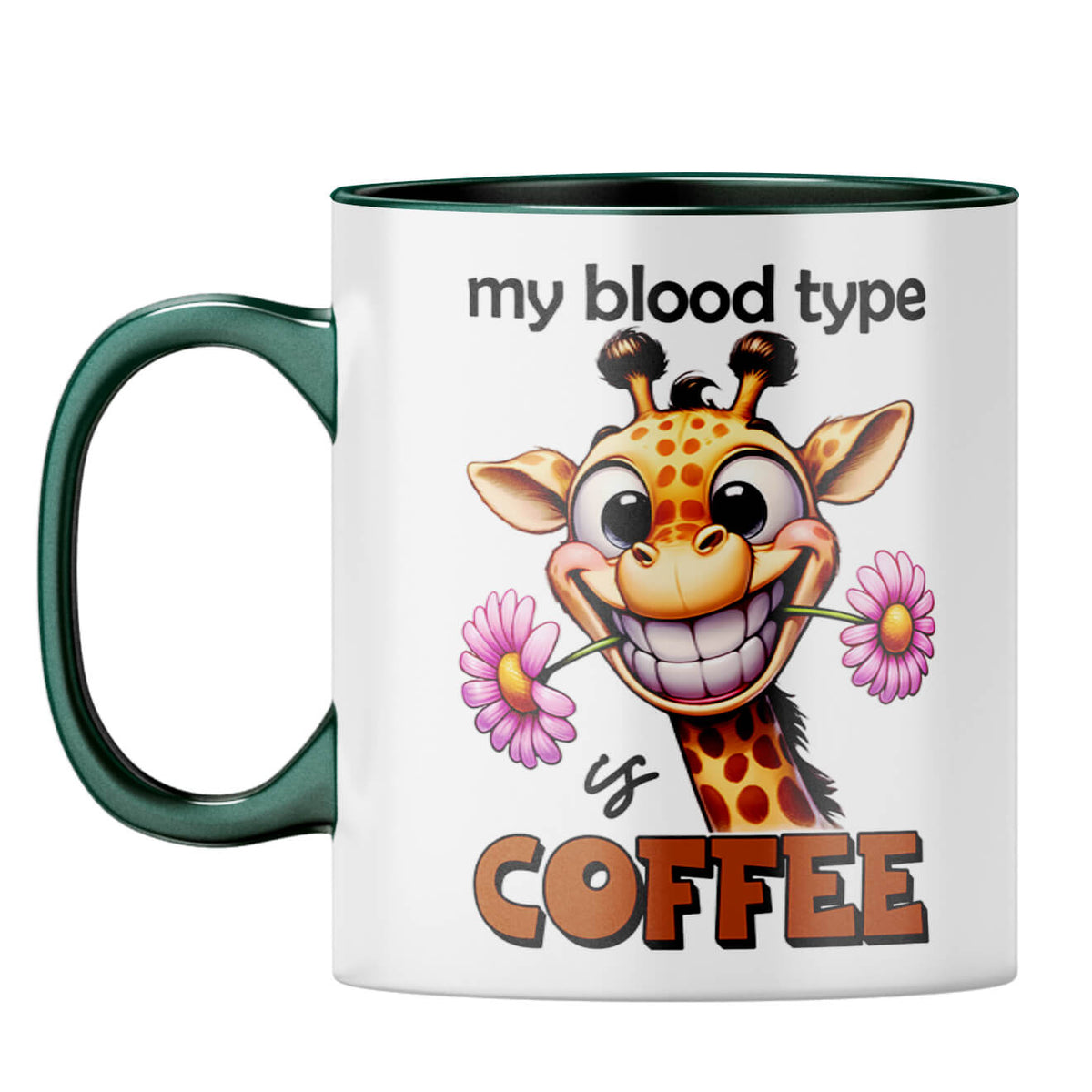 Blood Type is Coffee Coffee Mug Dark Green
