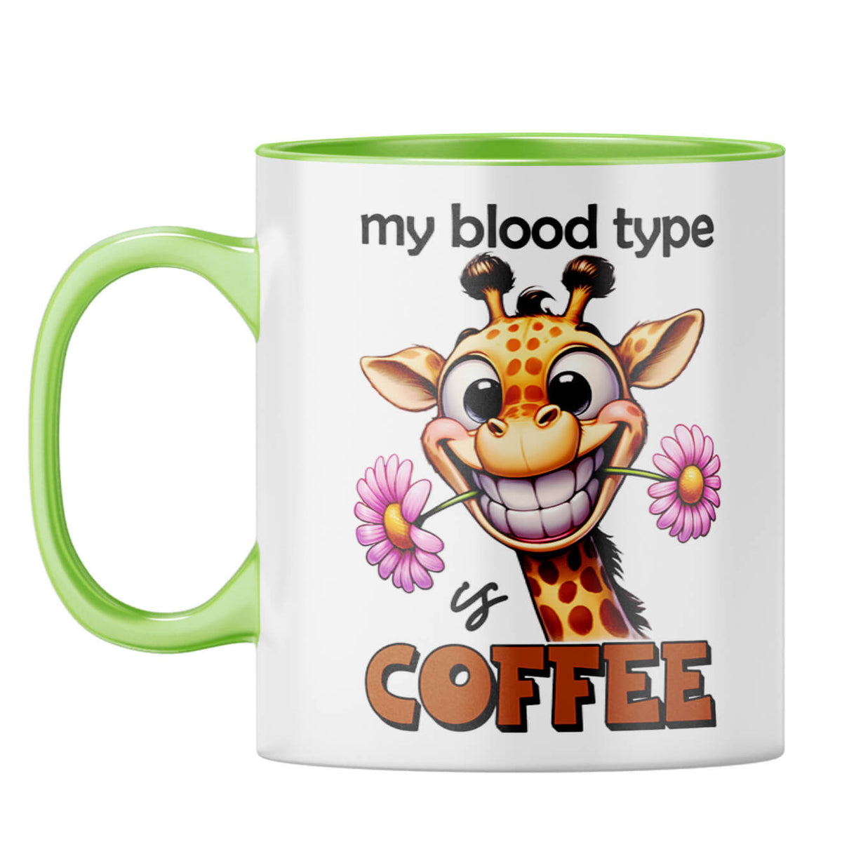 Blood Type is Coffee Coffee Mug Light Green