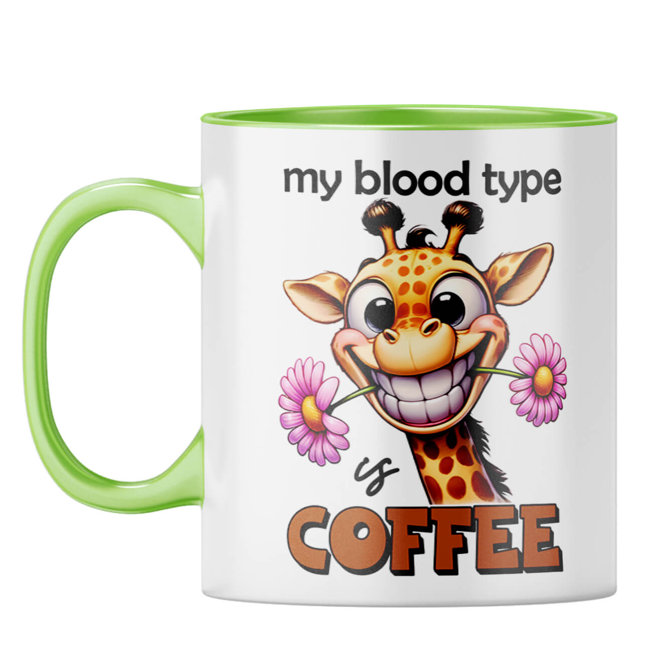 Blood Type is Coffee Coffee Mug Light Green