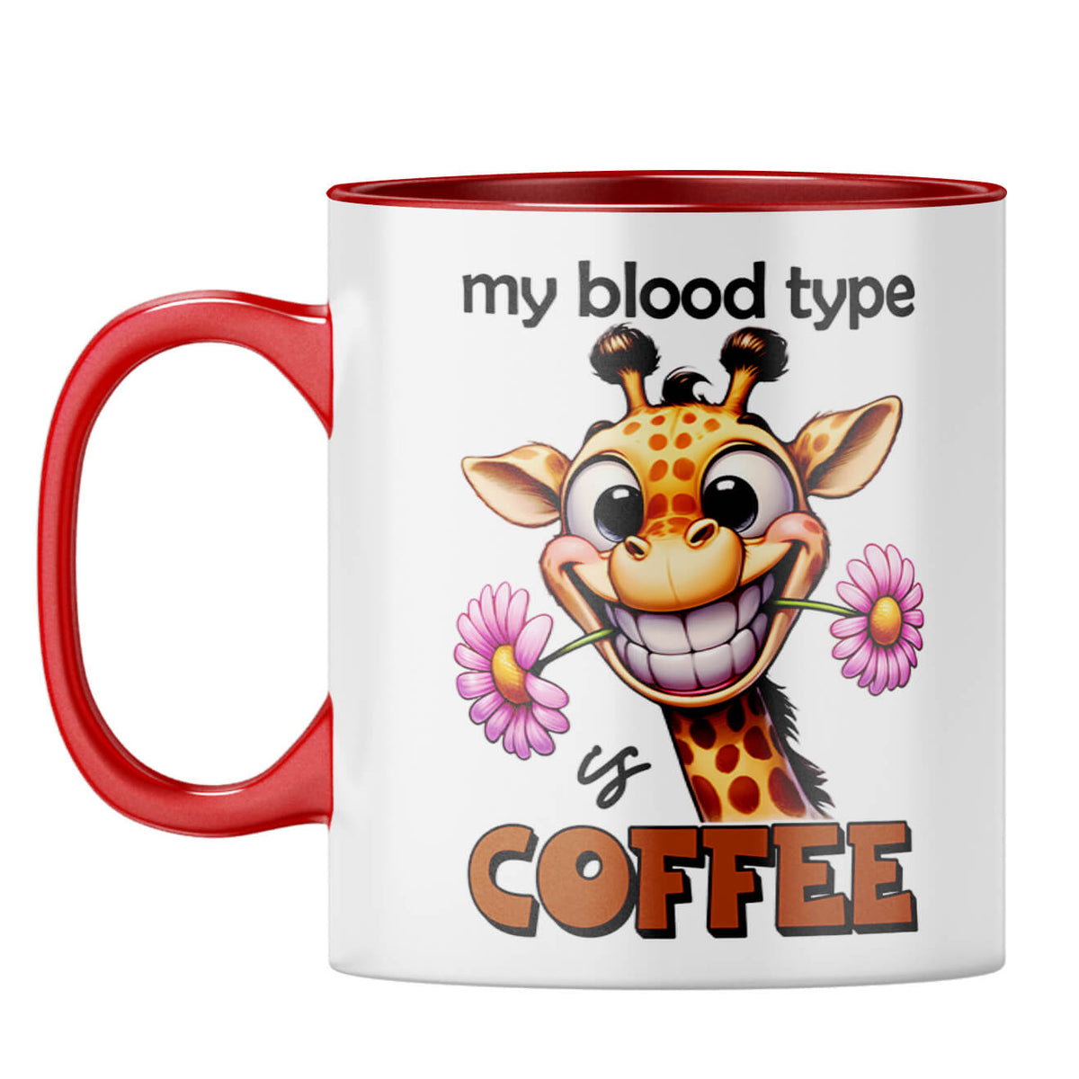 Blood Type is Coffee Coffee Mug Red
