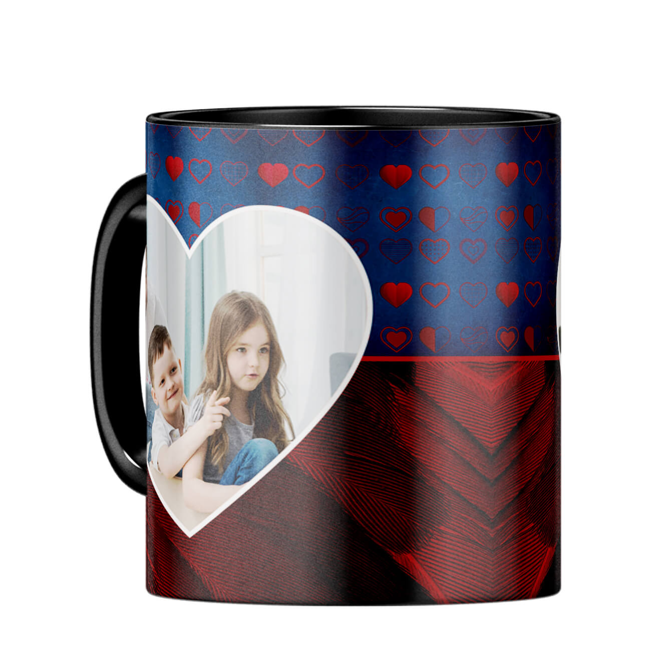 Blue Hearts Photo Coffee MugC-Black