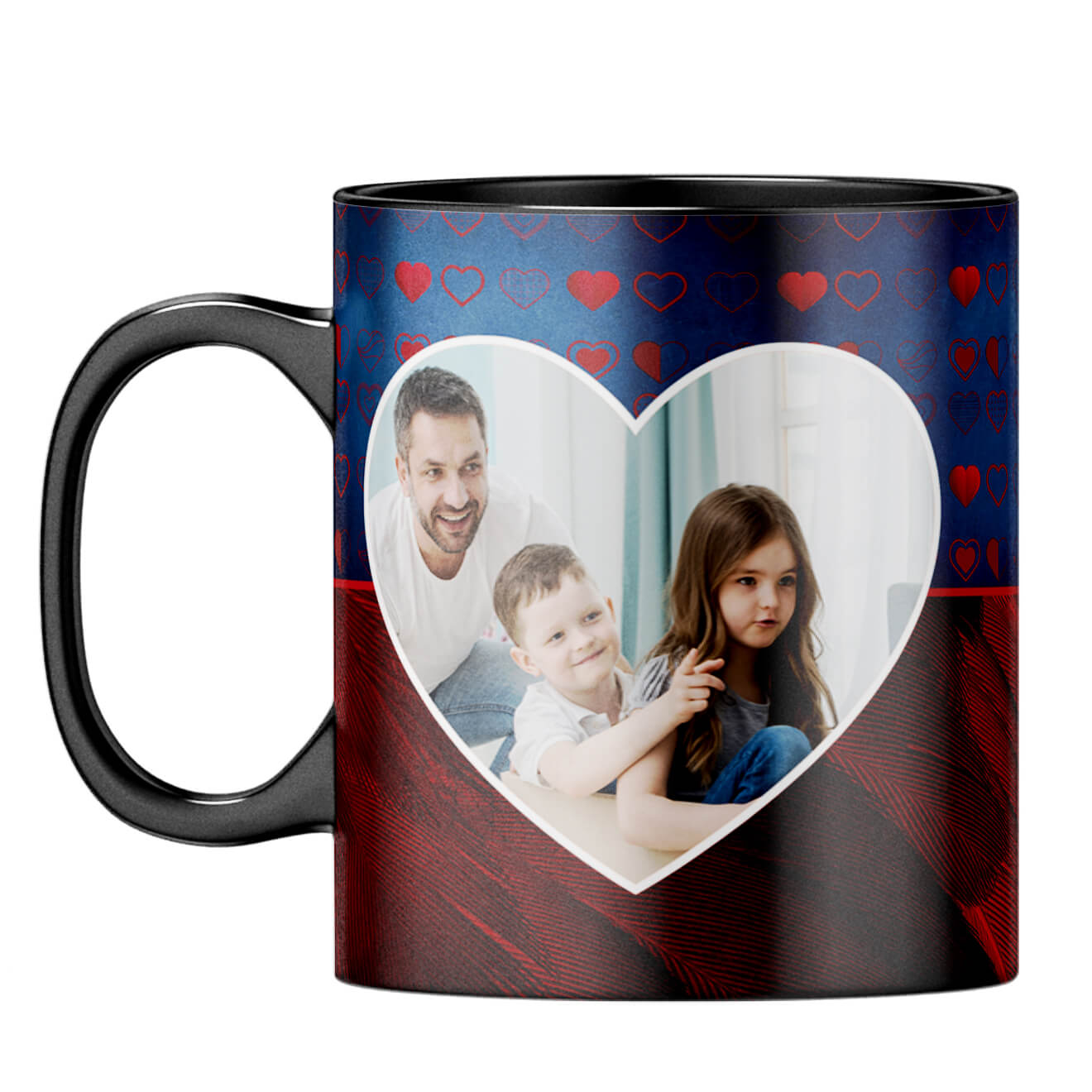 Blue Hearts Photo Coffee Mug Black