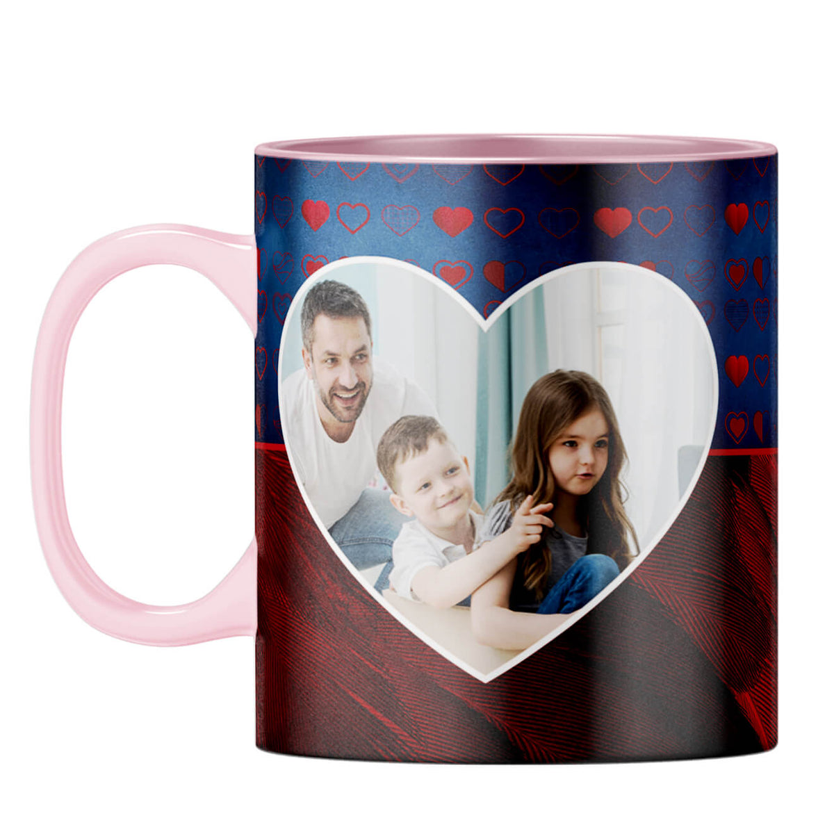 Blue Hearts Photo Coffee Mug Pink