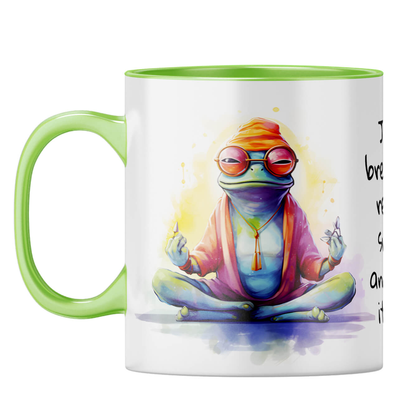 Breathe Smile and Let Go Coffee Mug Light Green