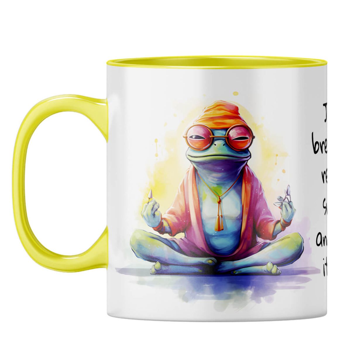 Breathe Smile and Let Go Coffee Mug Yellow