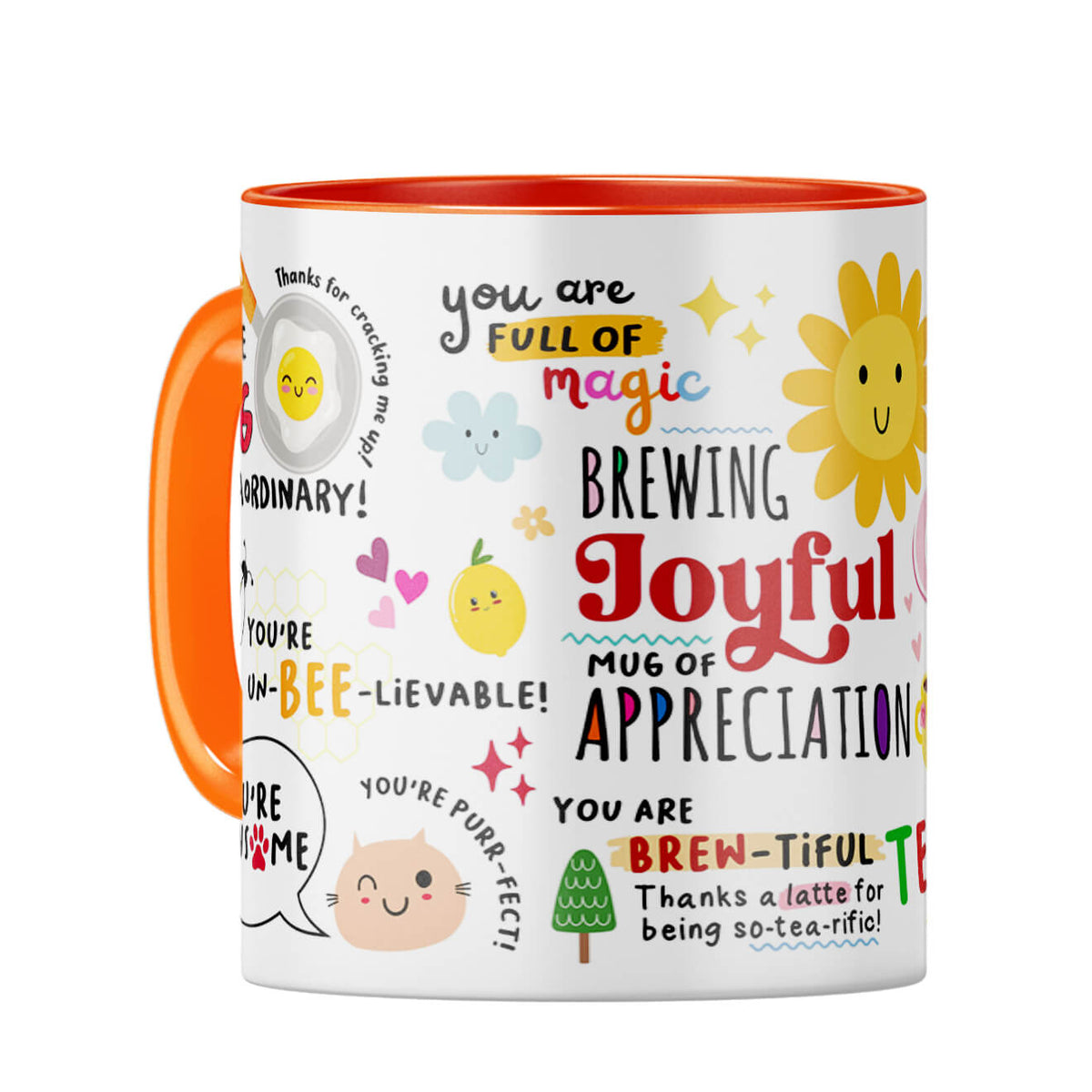 Brewing Joyful Appreciation Coffee Mug Orange
