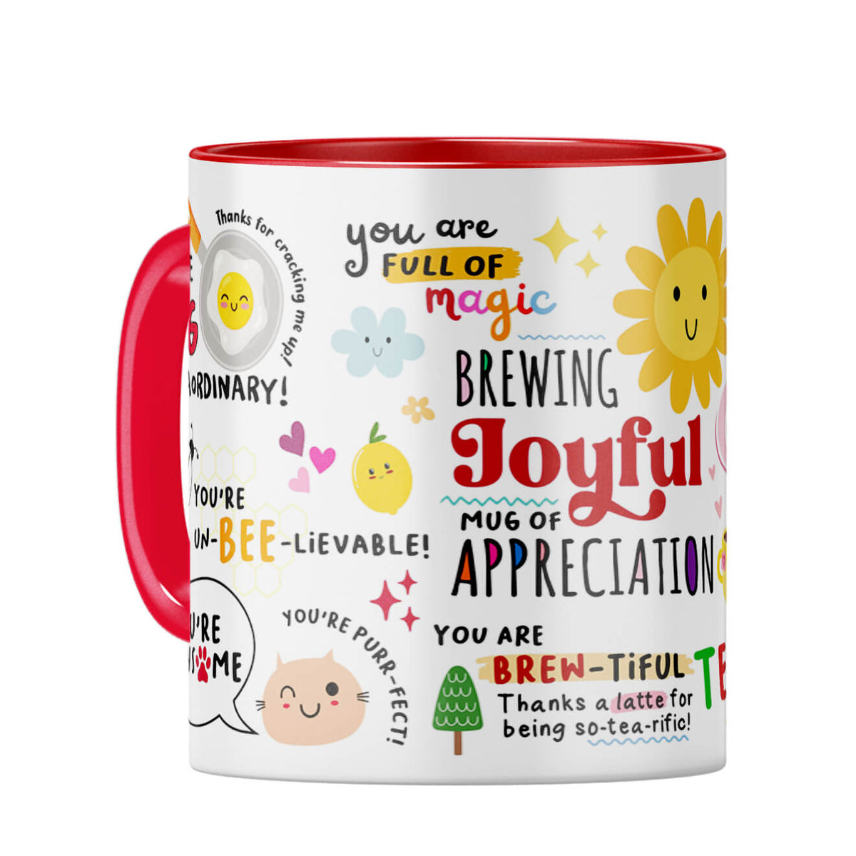 Brewing Joyful Appreciation Coffee Mug Red