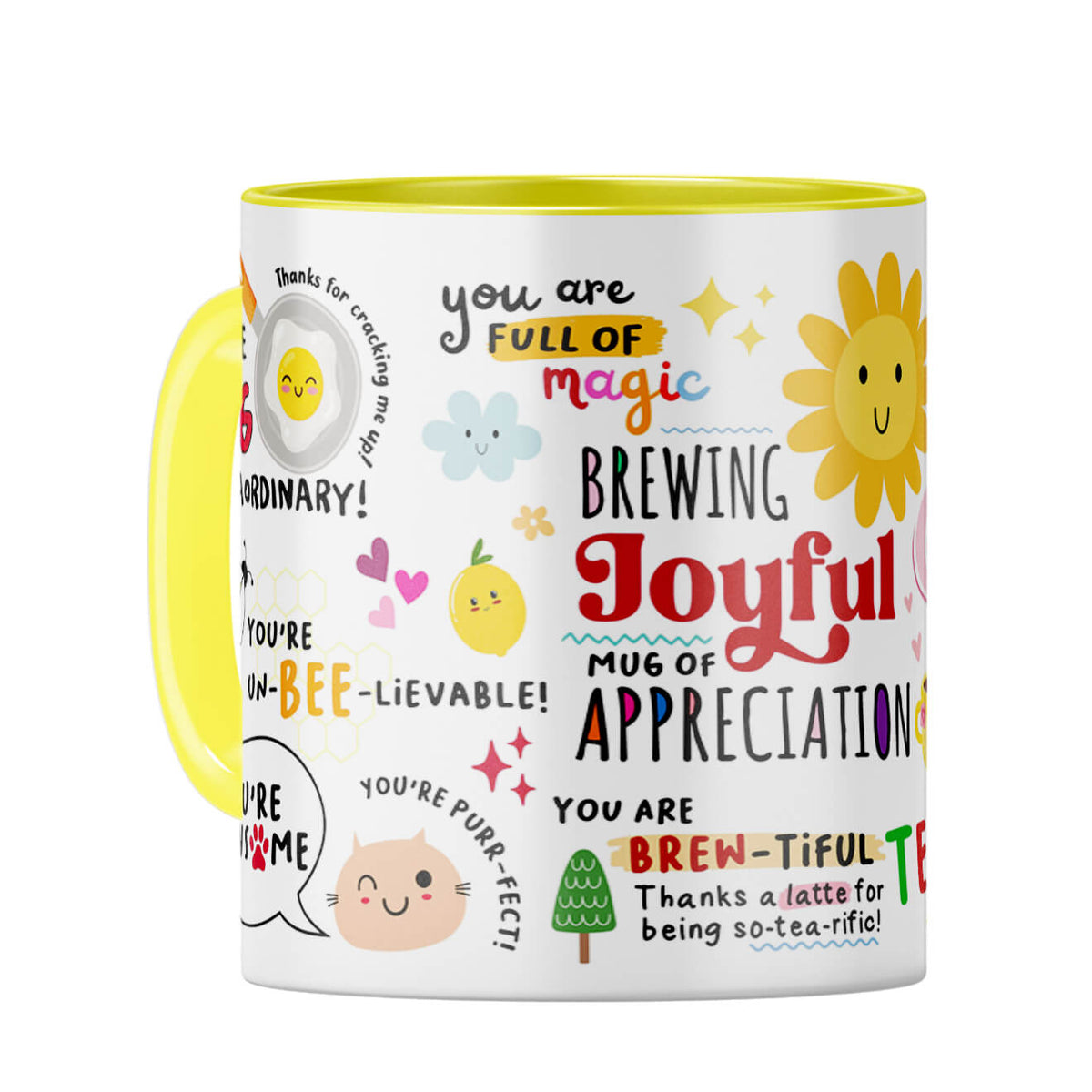 Brewing Joyful Appreciation Coffee Mug Yellow