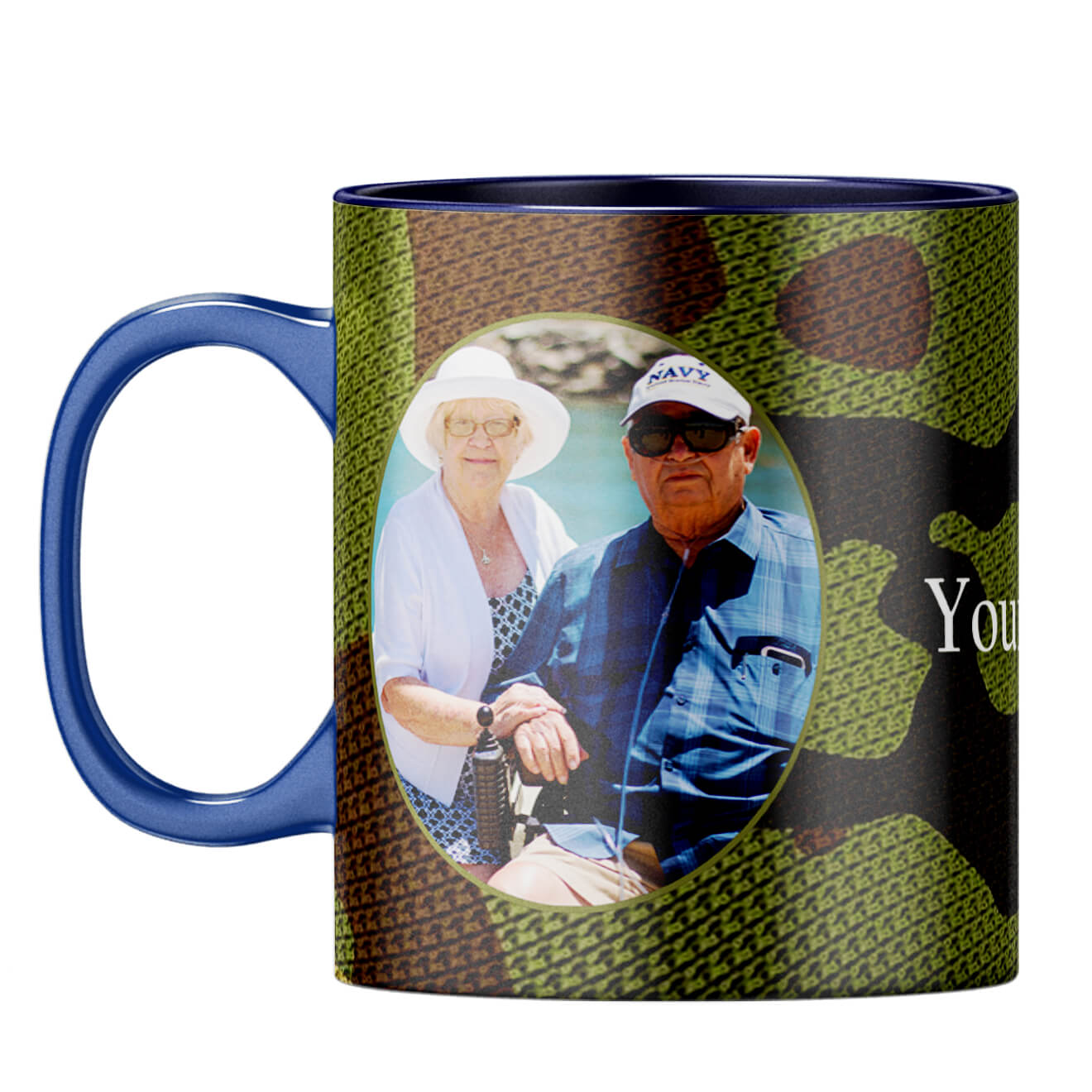 Camouflage Photo Coffee Mug Dark Blue