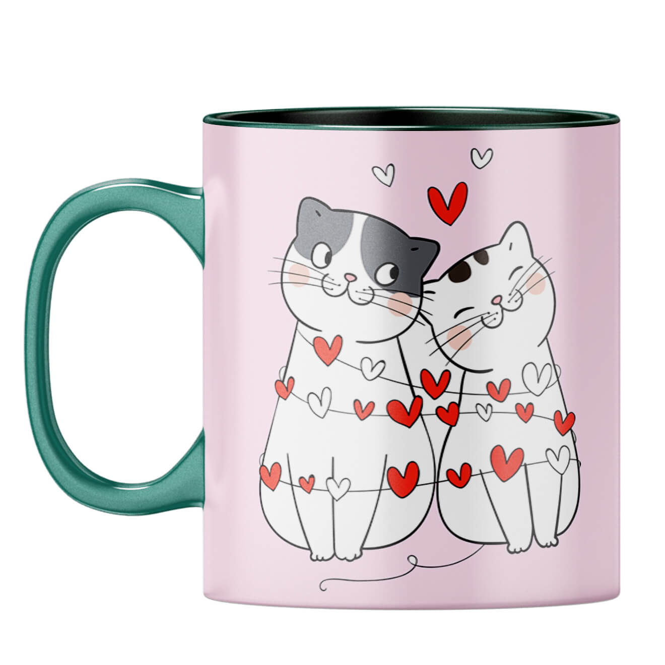 Catty Love Coffee Mug Dark Green