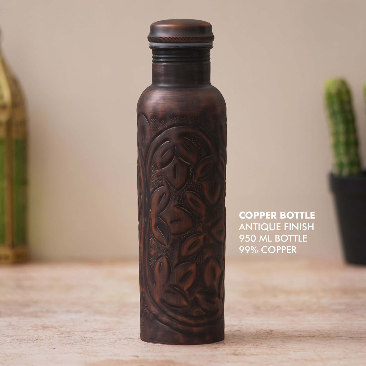 Classic Brown Antique Finish Copper Bottle - Perfect for Daily Use