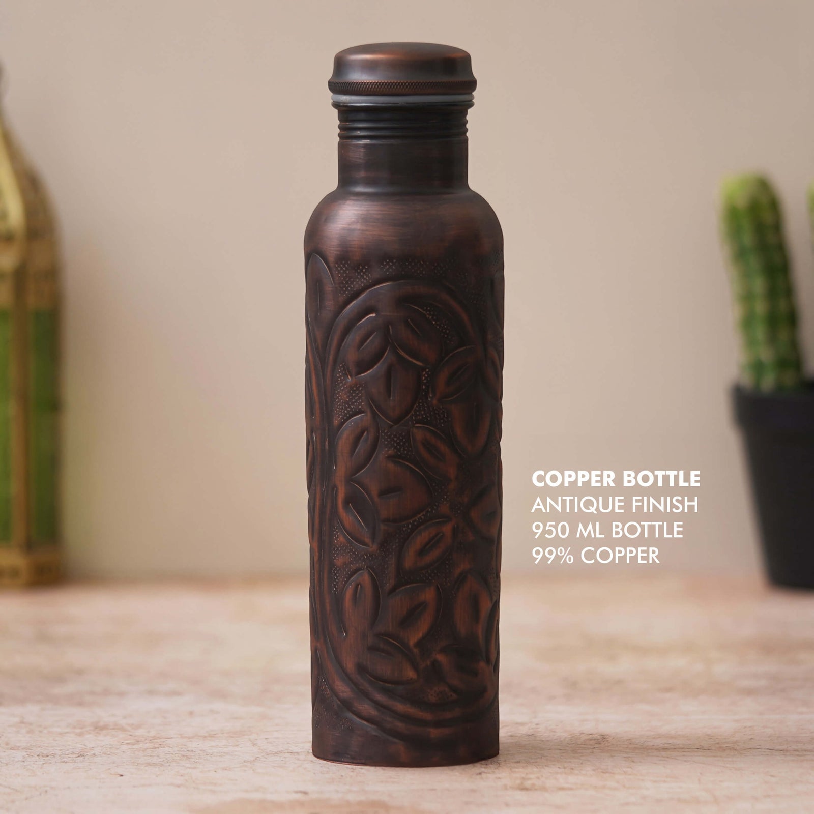 Classic Brown Antique Finish Copper Bottle - Perfect for Daily Use