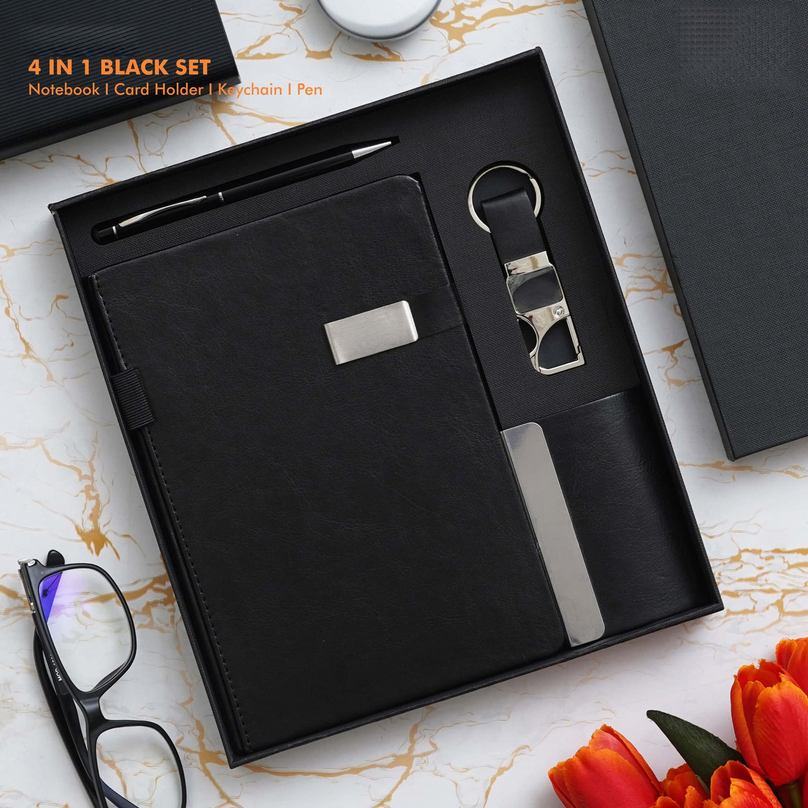 Classic Notebook Office Gift Set - Vegan Leather