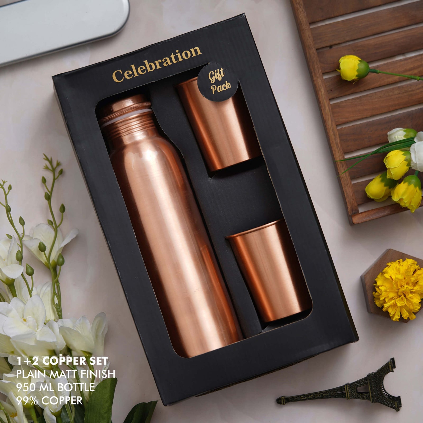 Classic Plain Matt Finish Copper Gift Set - Timeless Elegance