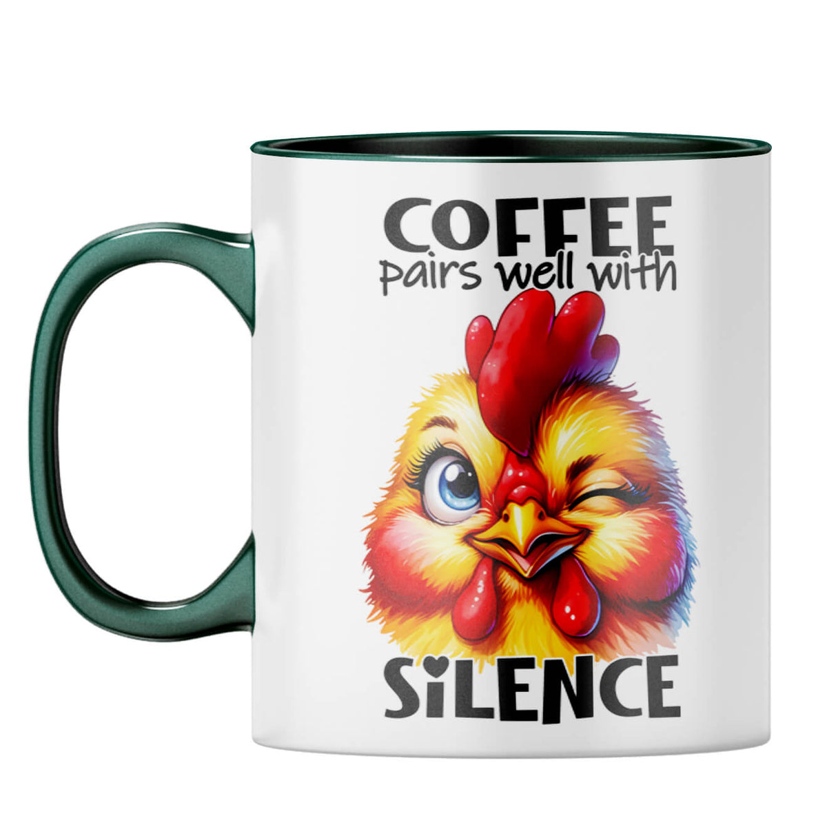 Coffee Pairs Well With Silence Coffee Mug Dark Green