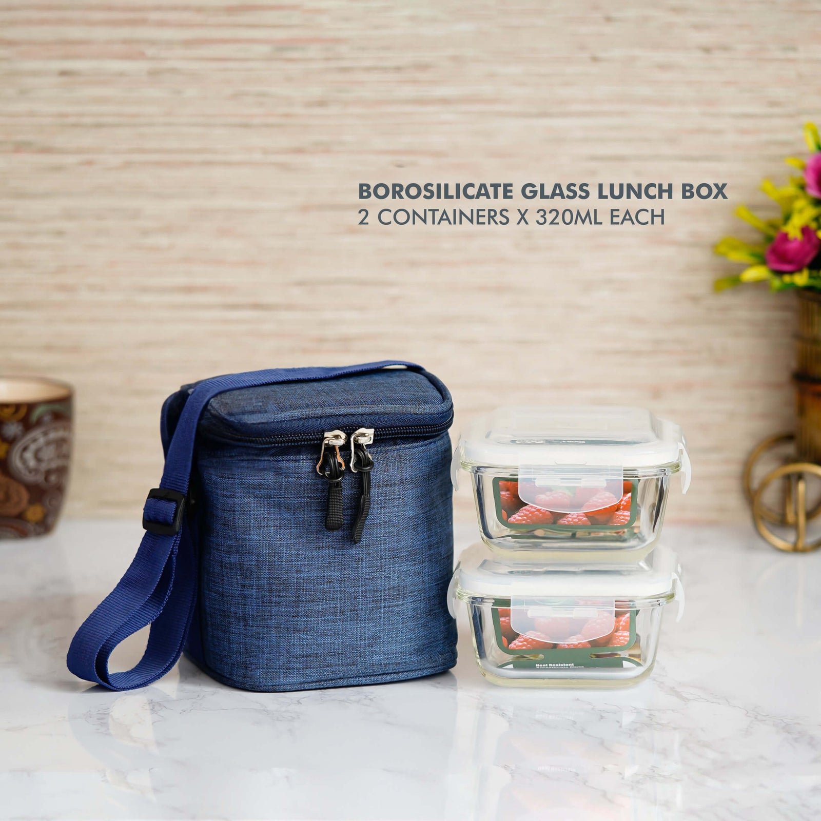 Compact Borosilicate Glass Lunch Box Set - Perfect for Portion Control