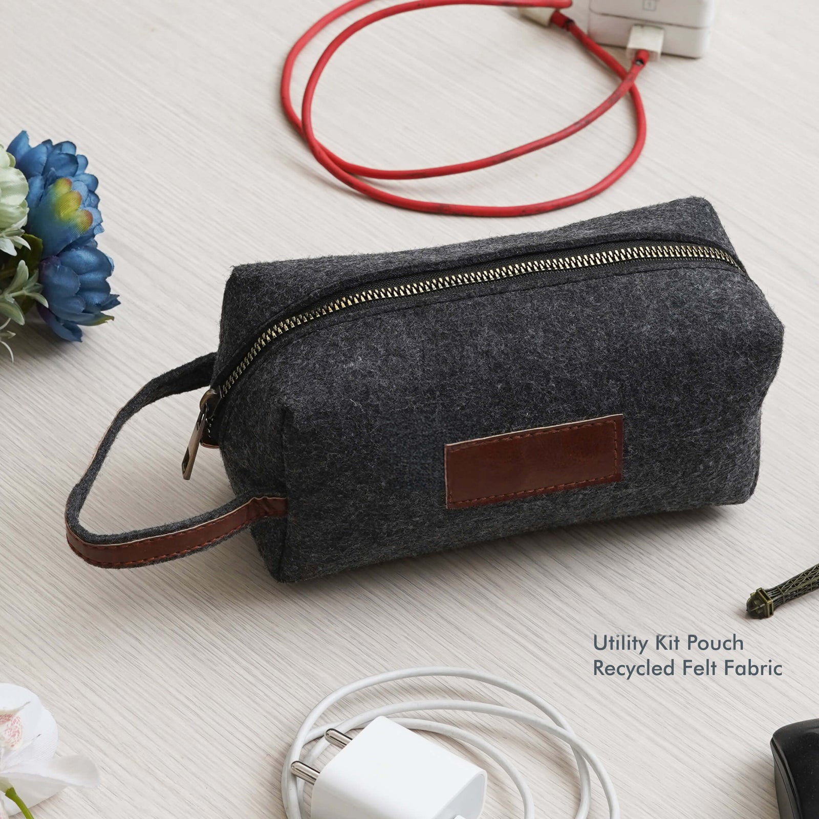 Convenient Black Utility Kit Pouch - Sustainable Travel Companion