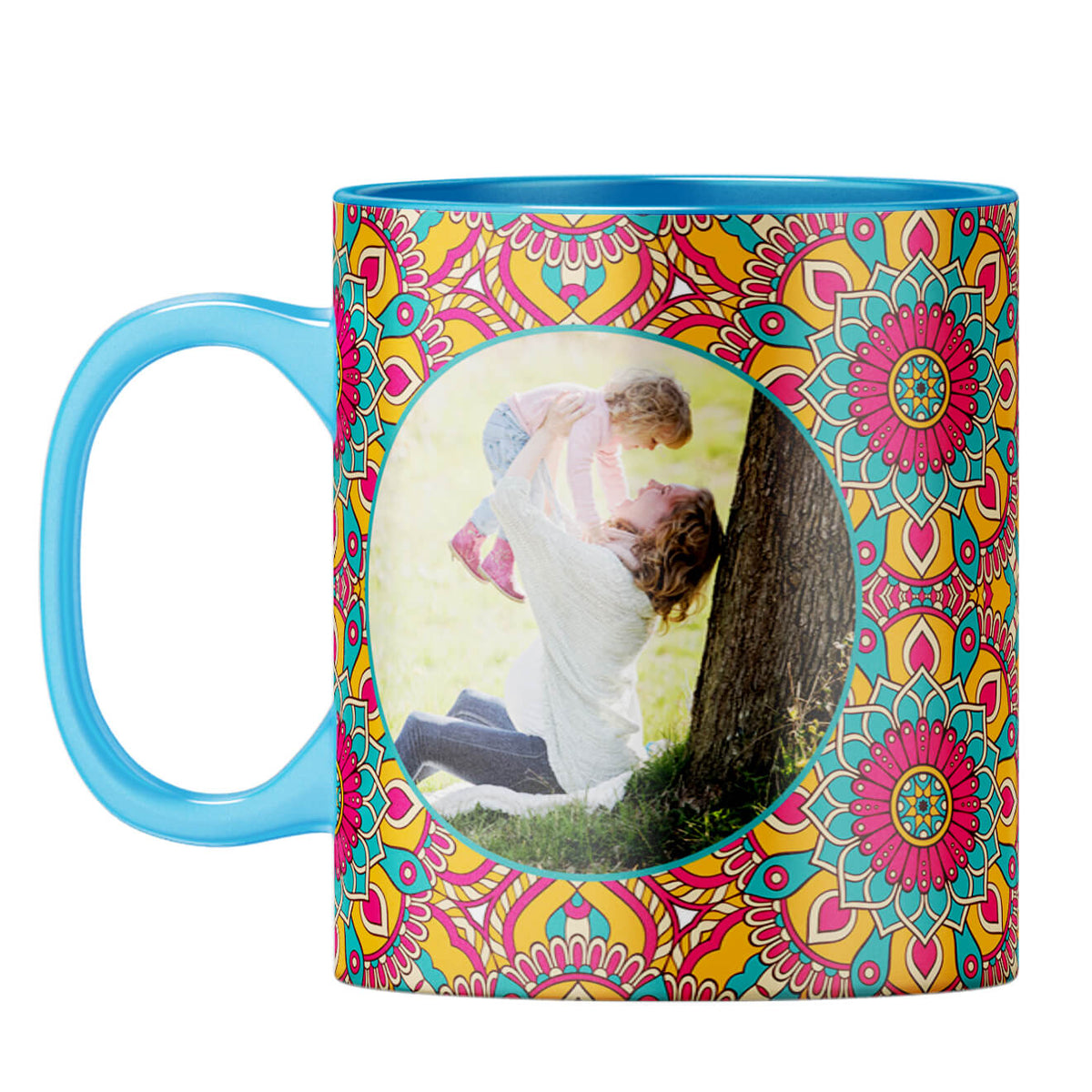 Cool Patterns Photo Coffee Mug Light Blue