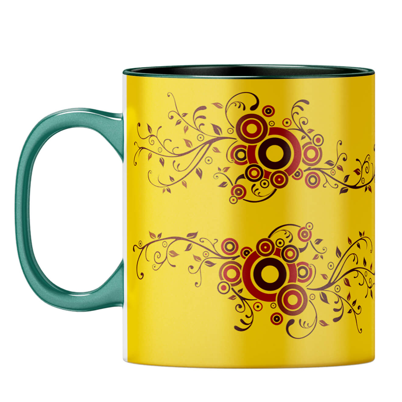 Cool Traditional Designer Printed Coffee Mug Dark Green
