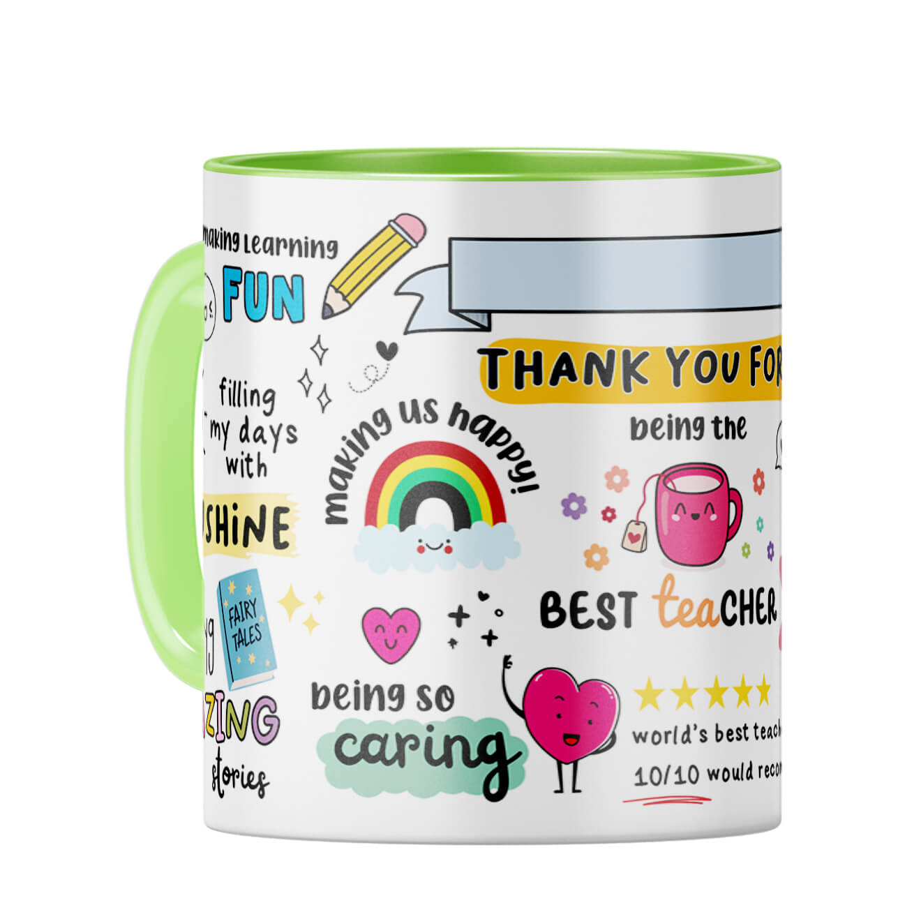 Customised Best Teacher Coffee Mug Light Green