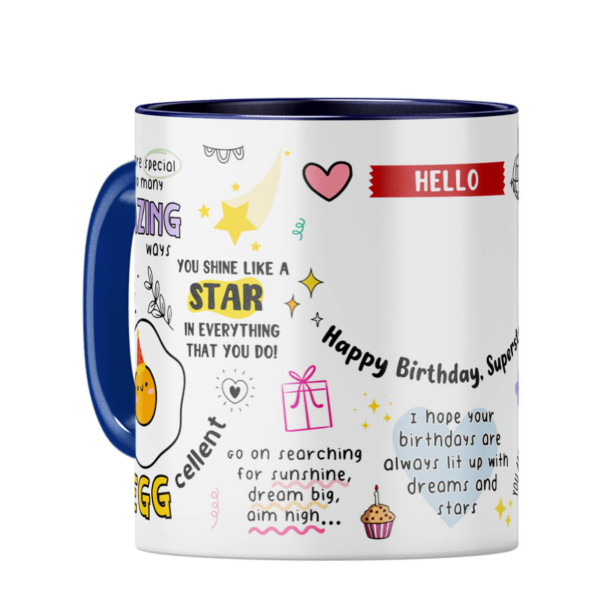 Customised Happy Birthday Superstar Coffee Mug Dark Blue