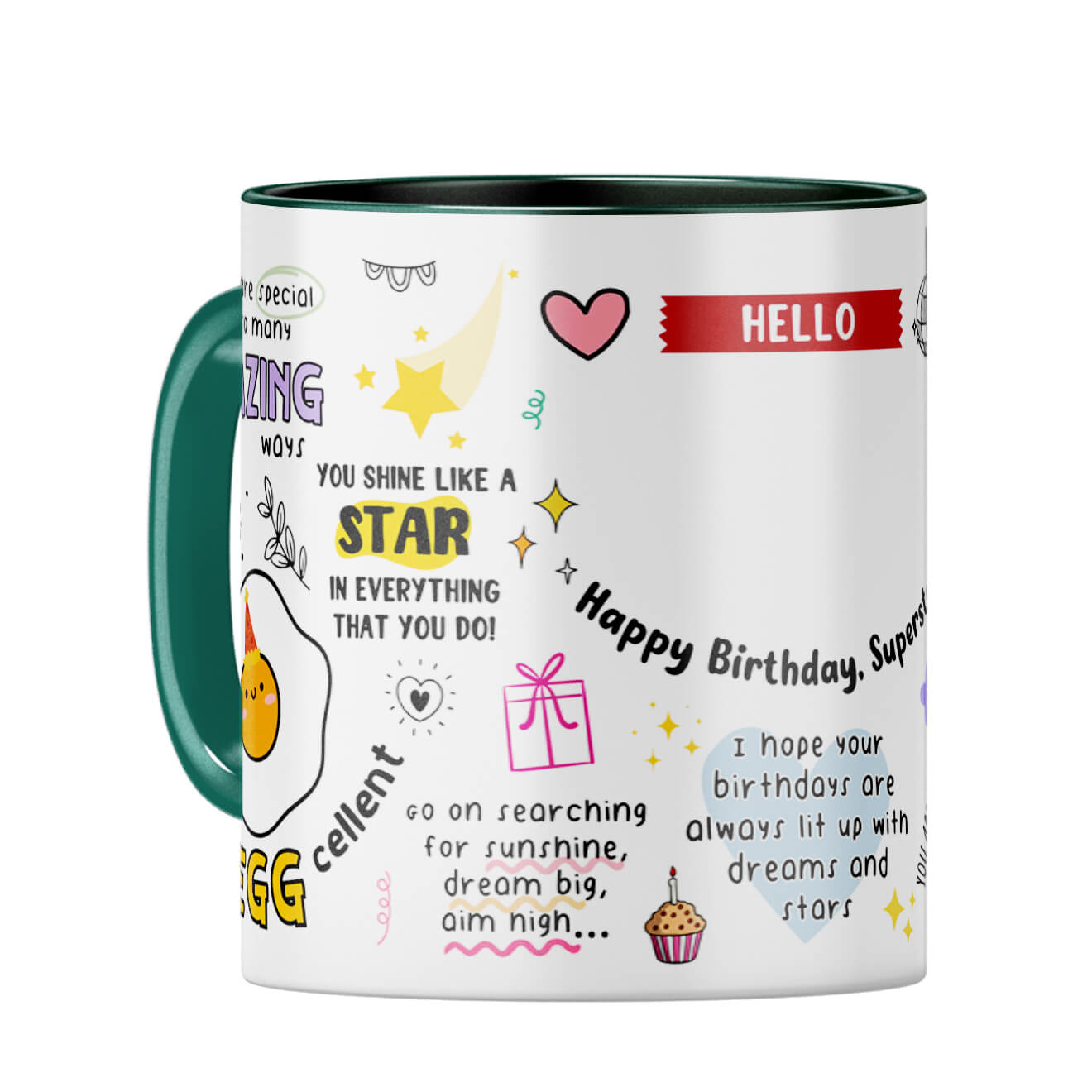 Customised Happy Birthday Superstar Coffee Mug Dark Green