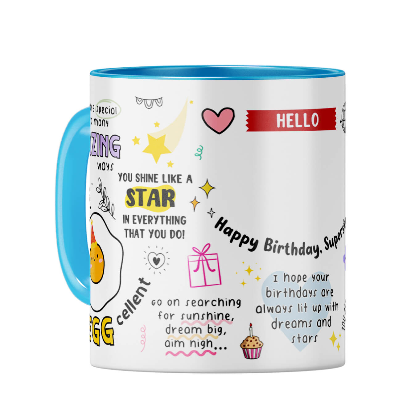 Customised Happy Birthday Superstar Coffee Mug Light Blue